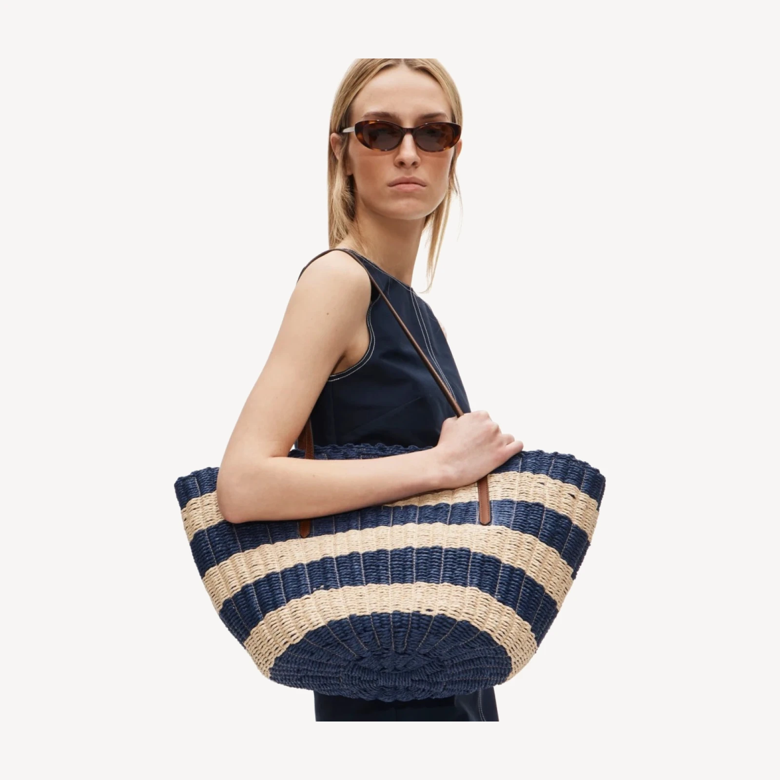 Como woven straw tote in stripe