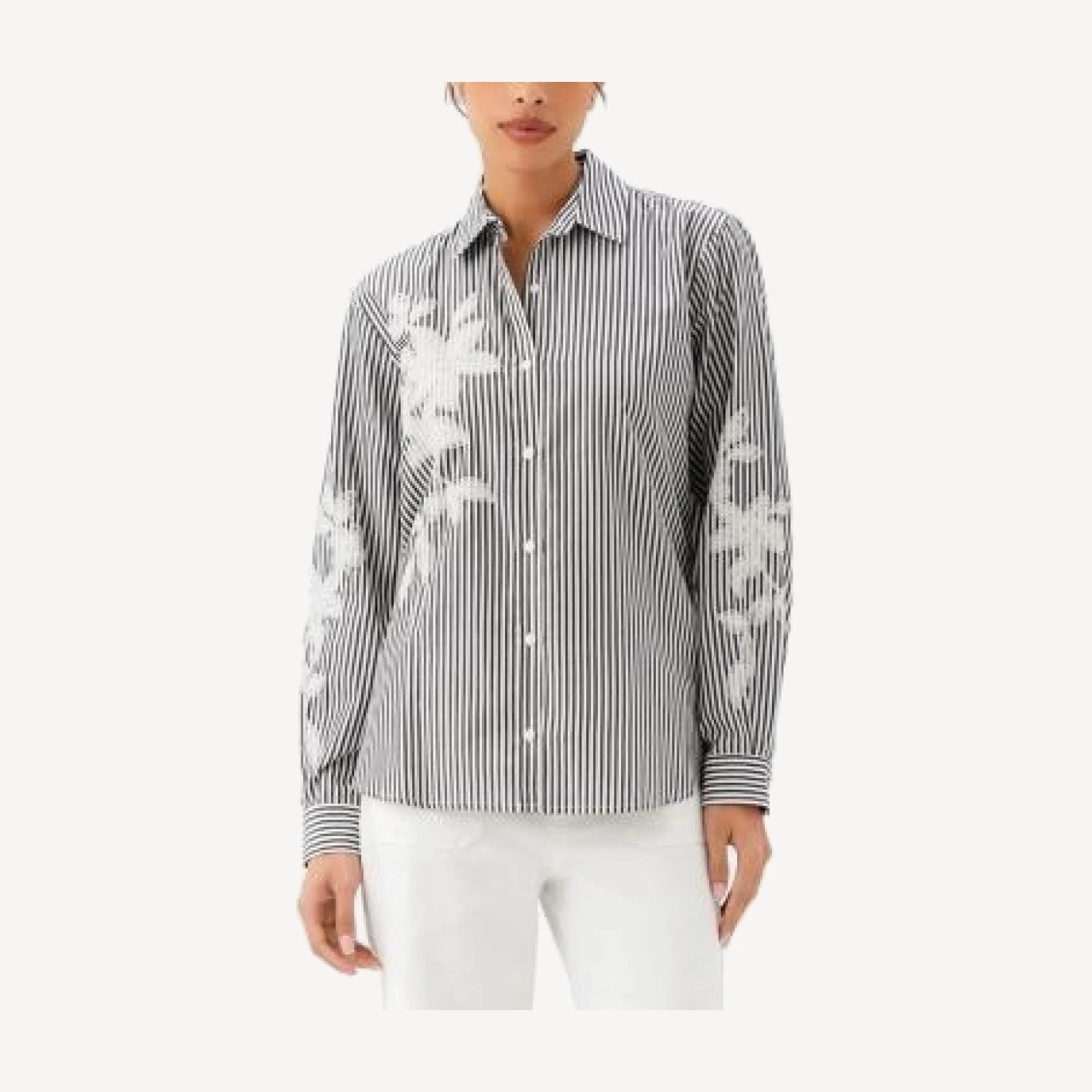Karen Kane Embroidered Striped Shirt