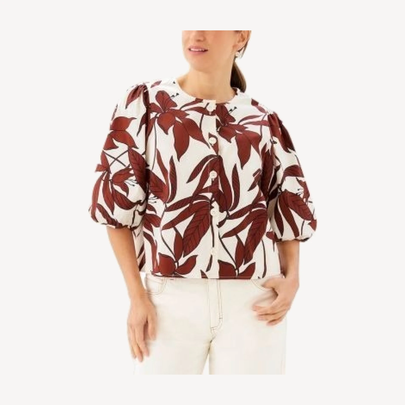 Karen Kane Puff Sleeve Button Front Top