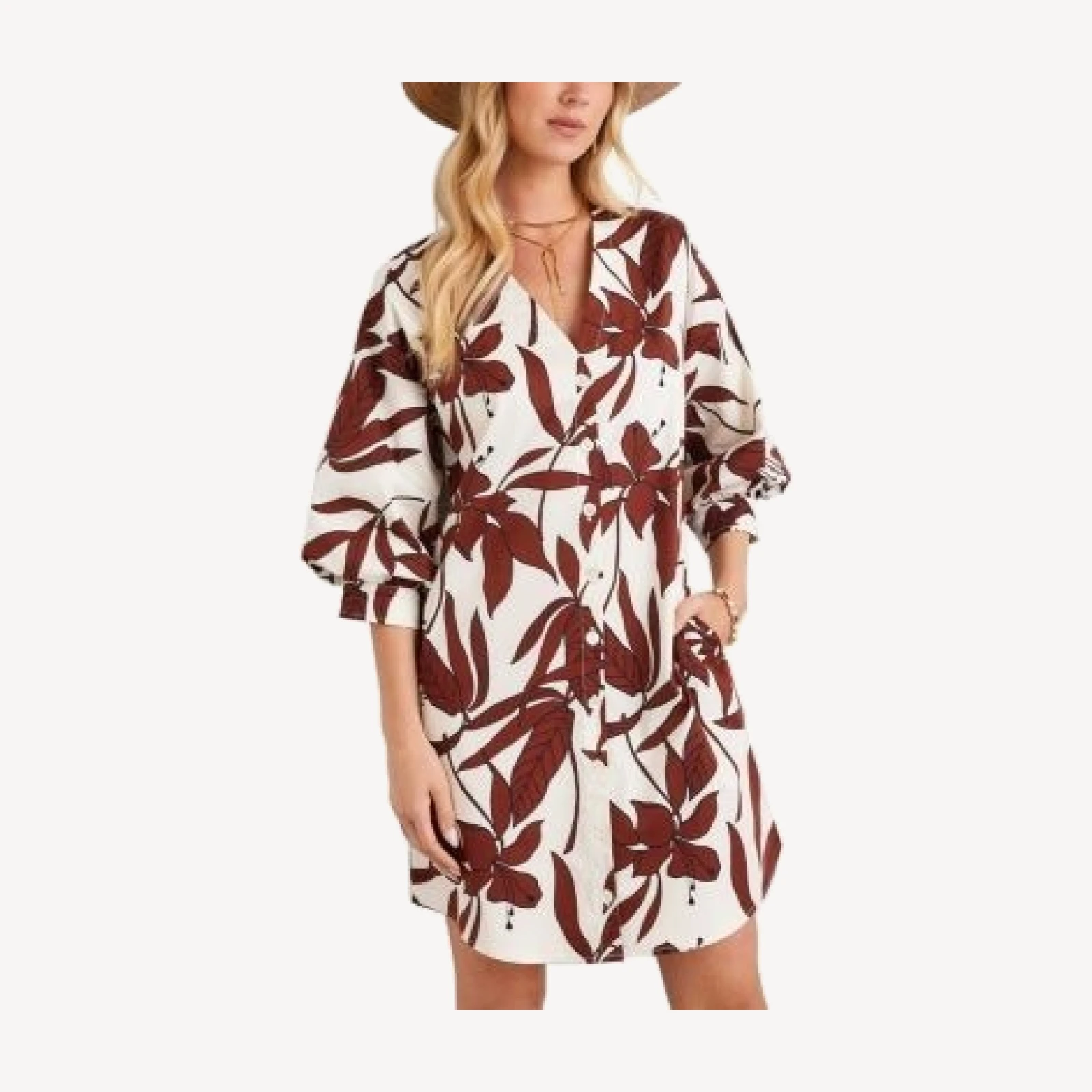 Karen Kane Lantern Sleeve Button Front Dress