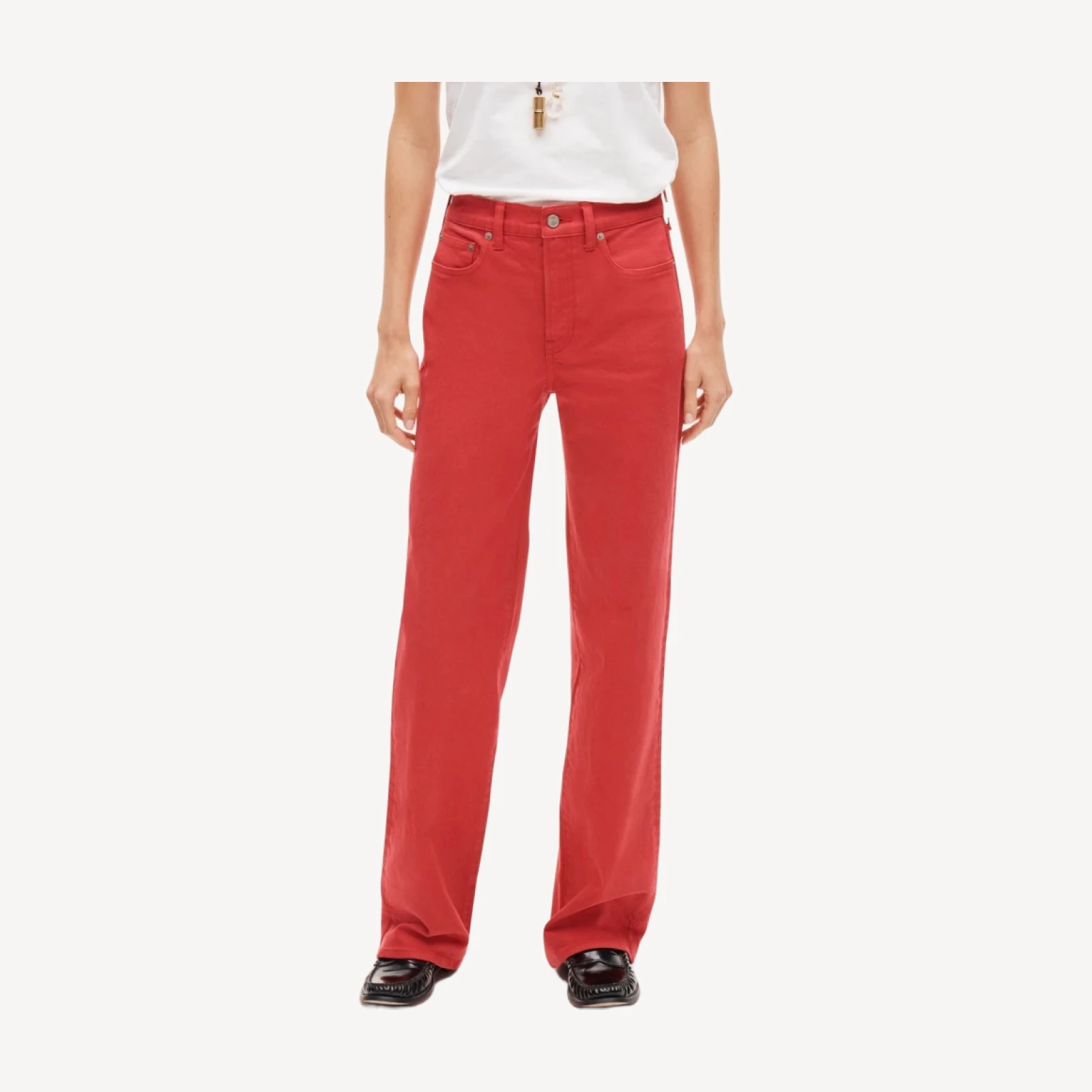 Full-length slim-wide jean in garment dye