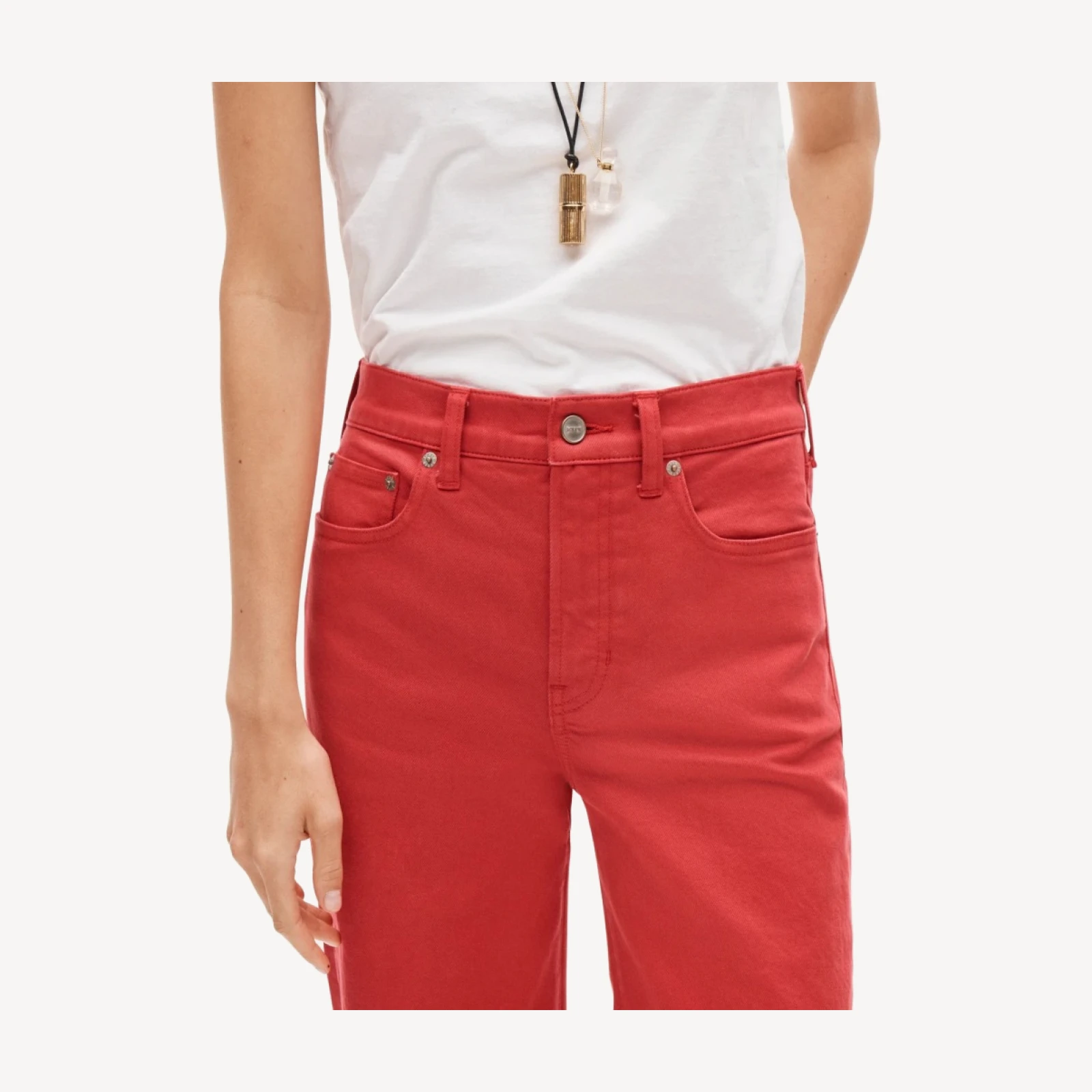 Full-length slim-wide jean in garment dye