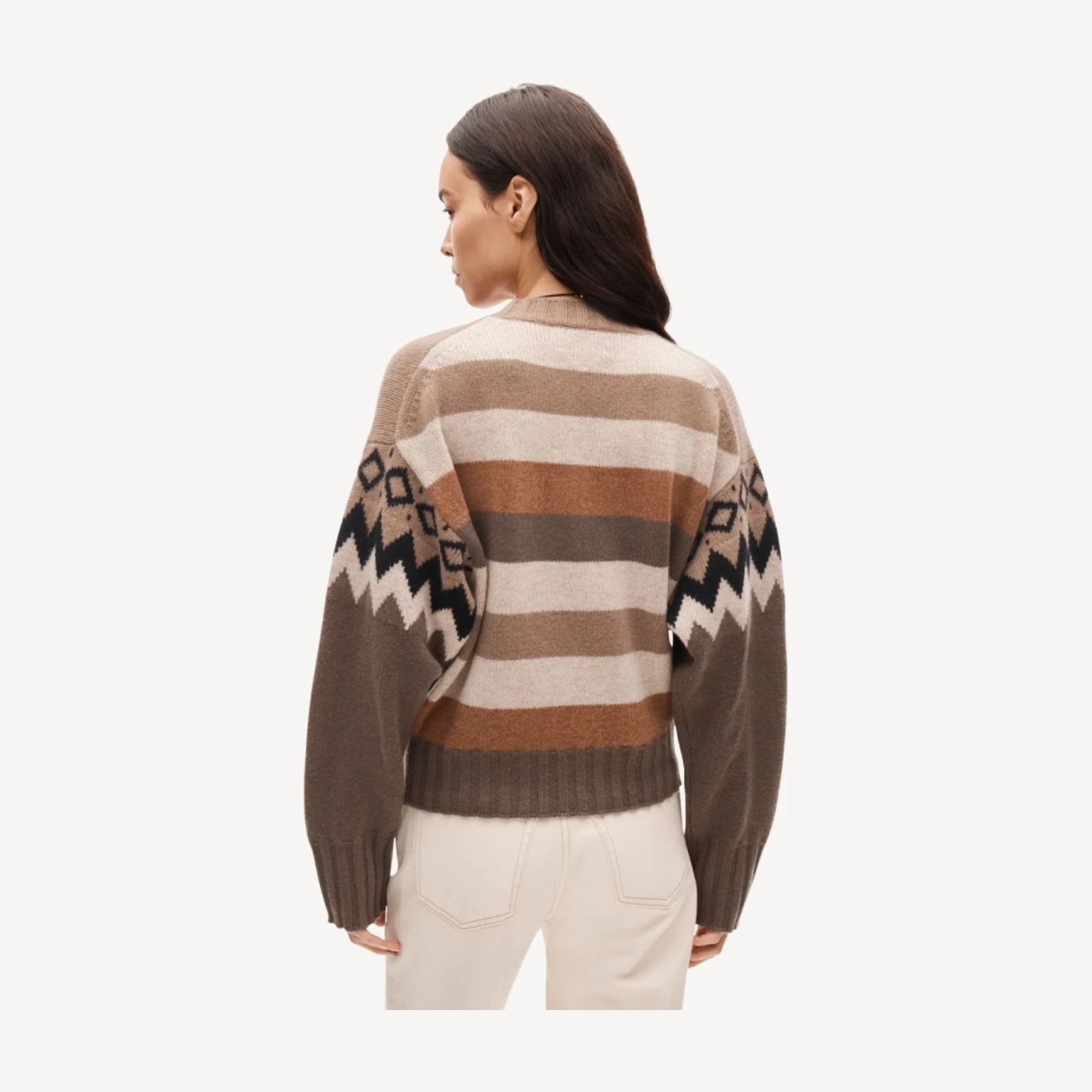 Relaxed cashmere crewneck in geometric Fair Isle