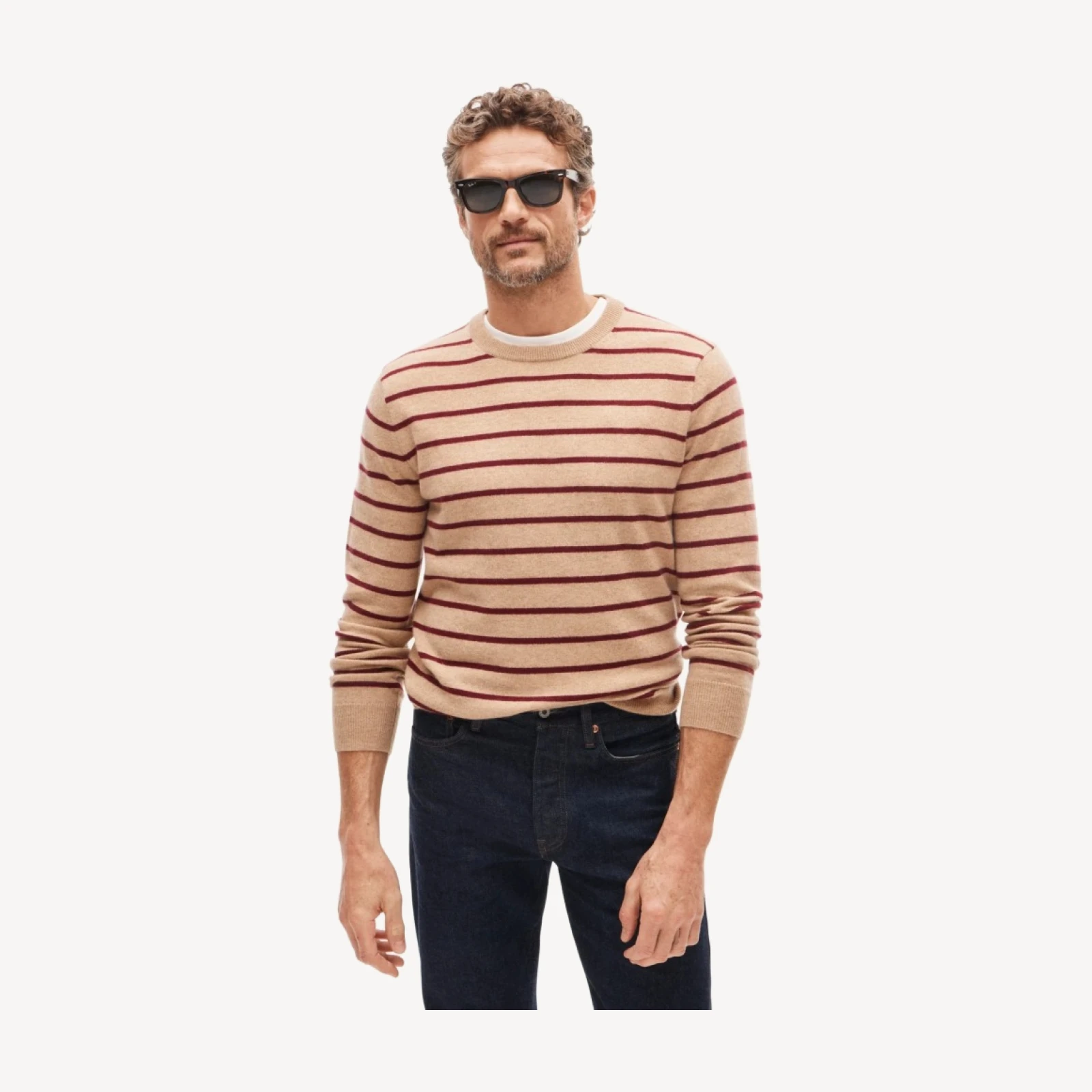 Cashmere crewneck sweater in stripe