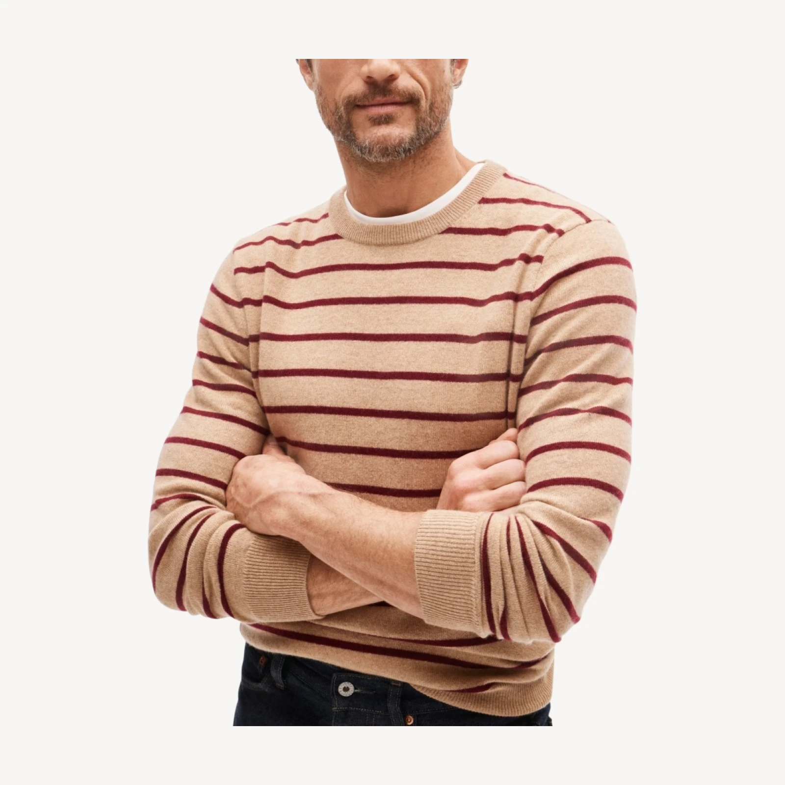 Cashmere crewneck sweater in stripe