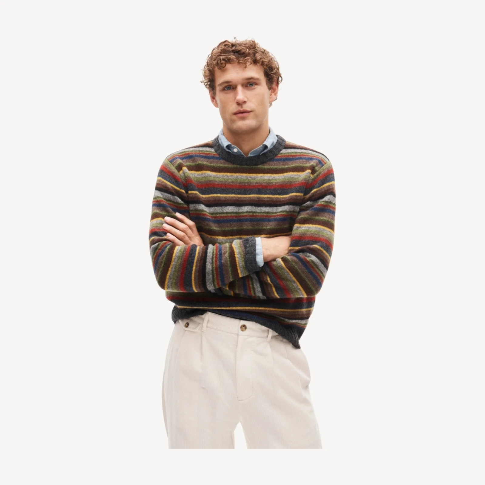 Wool sweater in multistripe