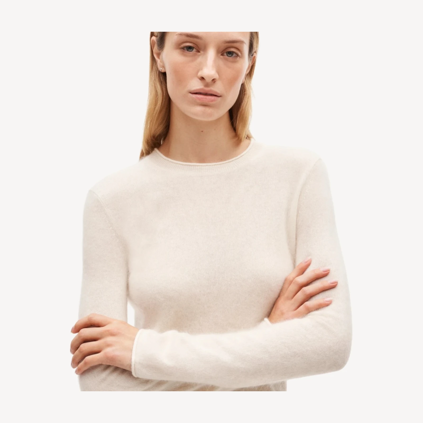 Rolled cashmere long-sleeve sweater