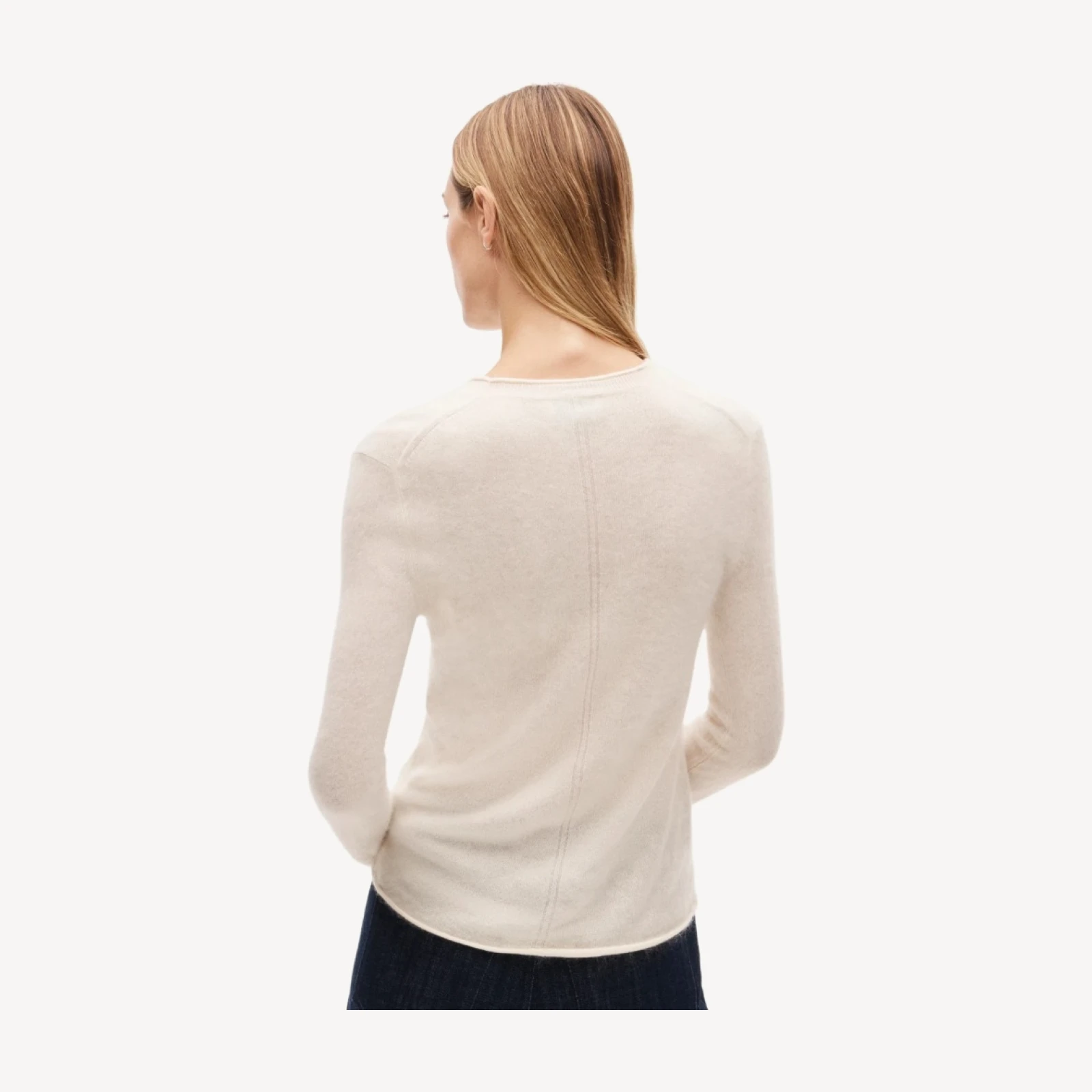 Rolled cashmere long-sleeve sweater