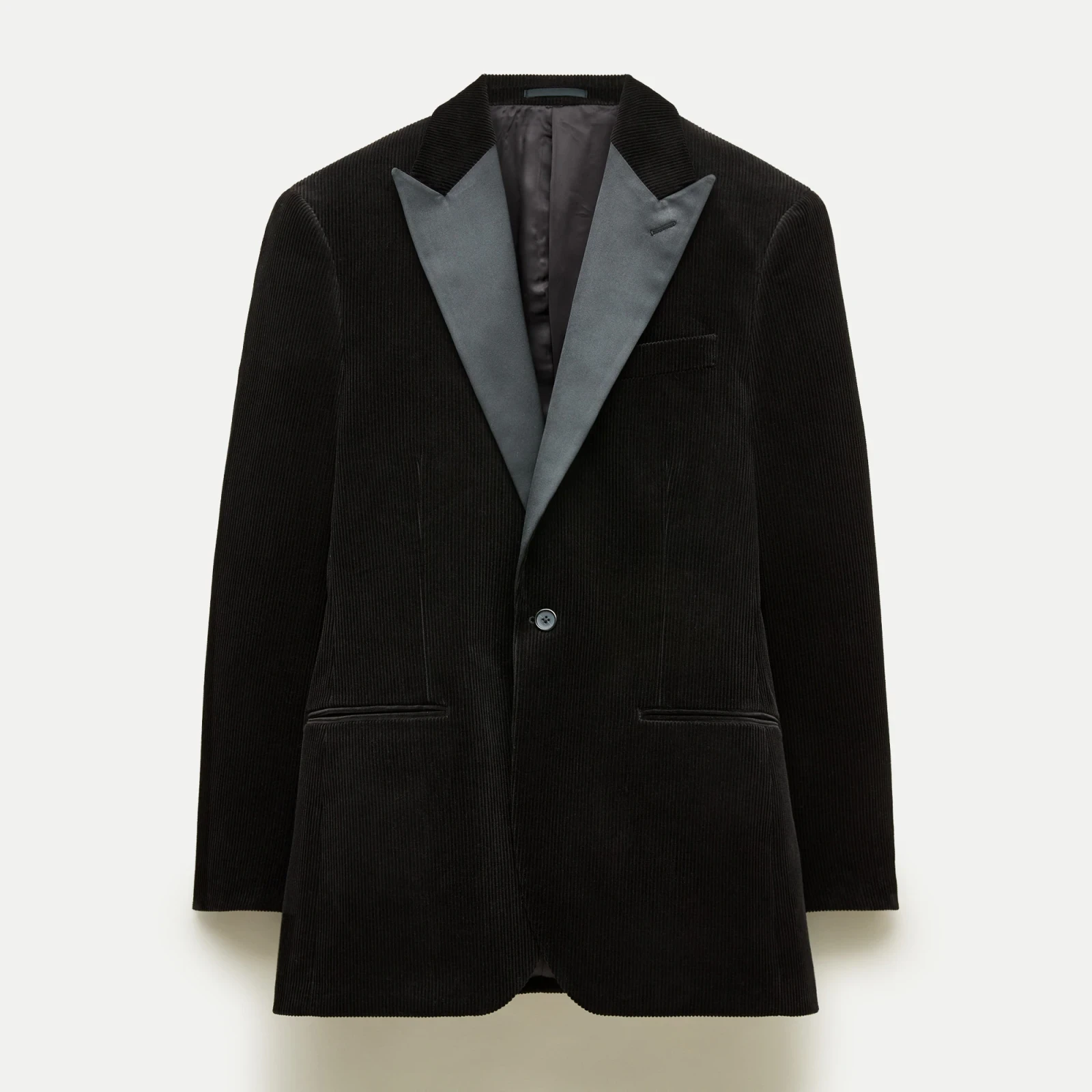 Relaxed-fit peak-lapel tuxedo jacket in Italian cotton corduroy