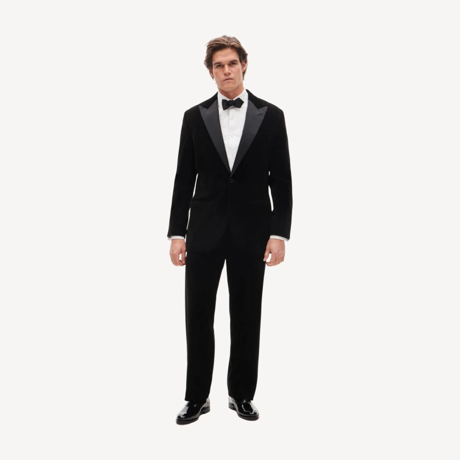 Relaxed-fit peak-lapel tuxedo jacket in Italian cotton corduroy