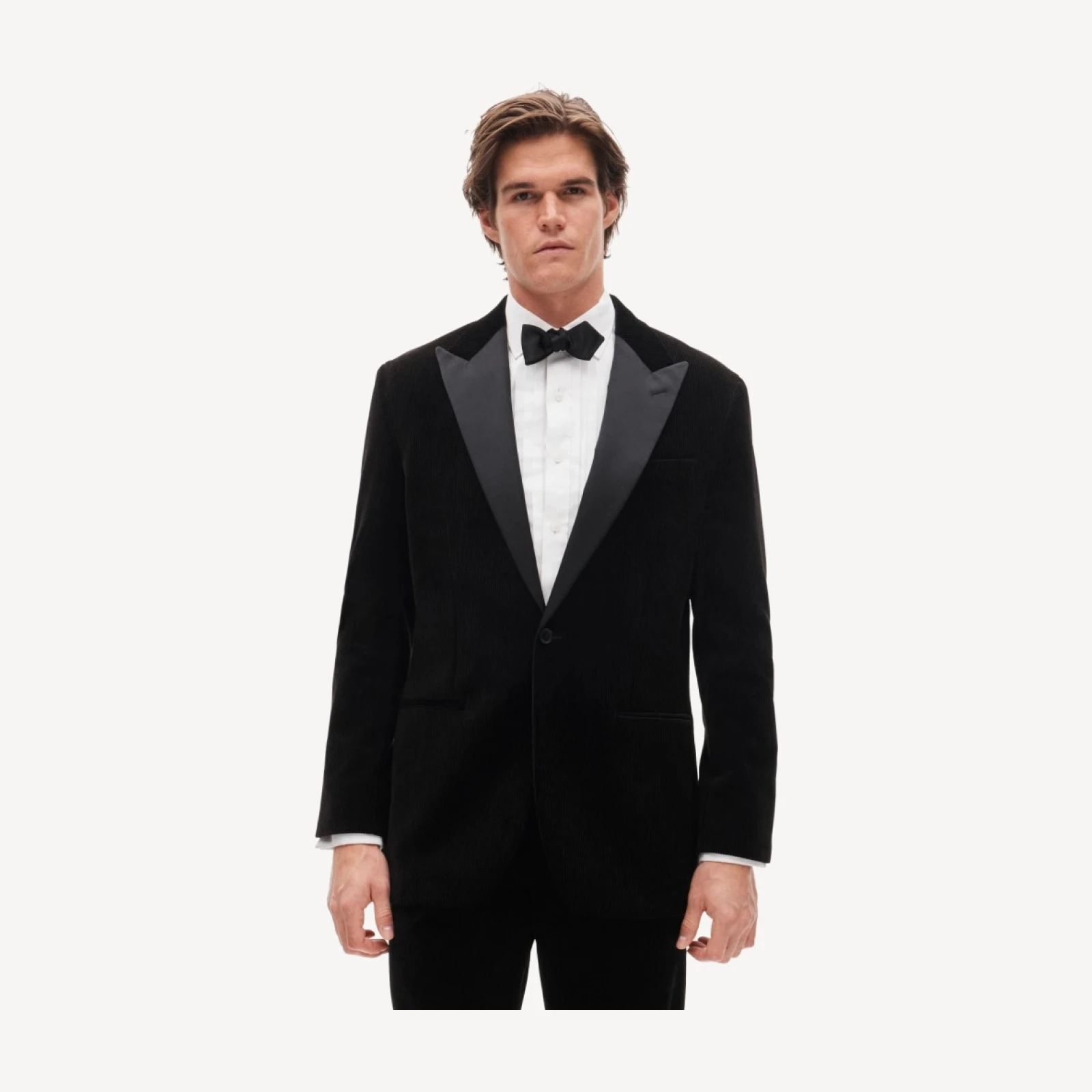 Relaxed-fit peak-lapel tuxedo jacket in Italian cotton corduroy