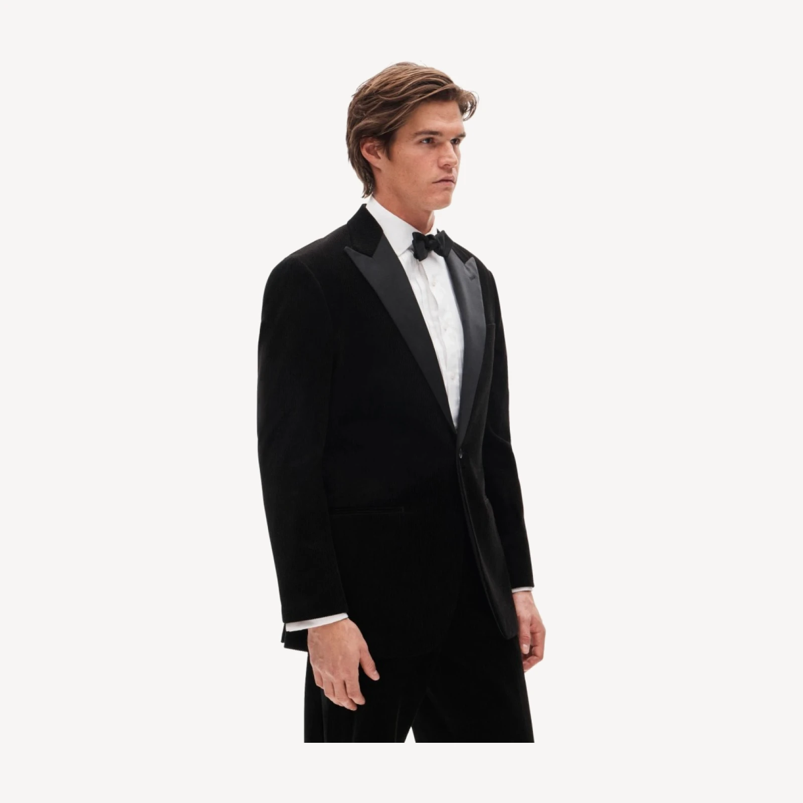 Relaxed-fit peak-lapel tuxedo jacket in Italian cotton corduroy