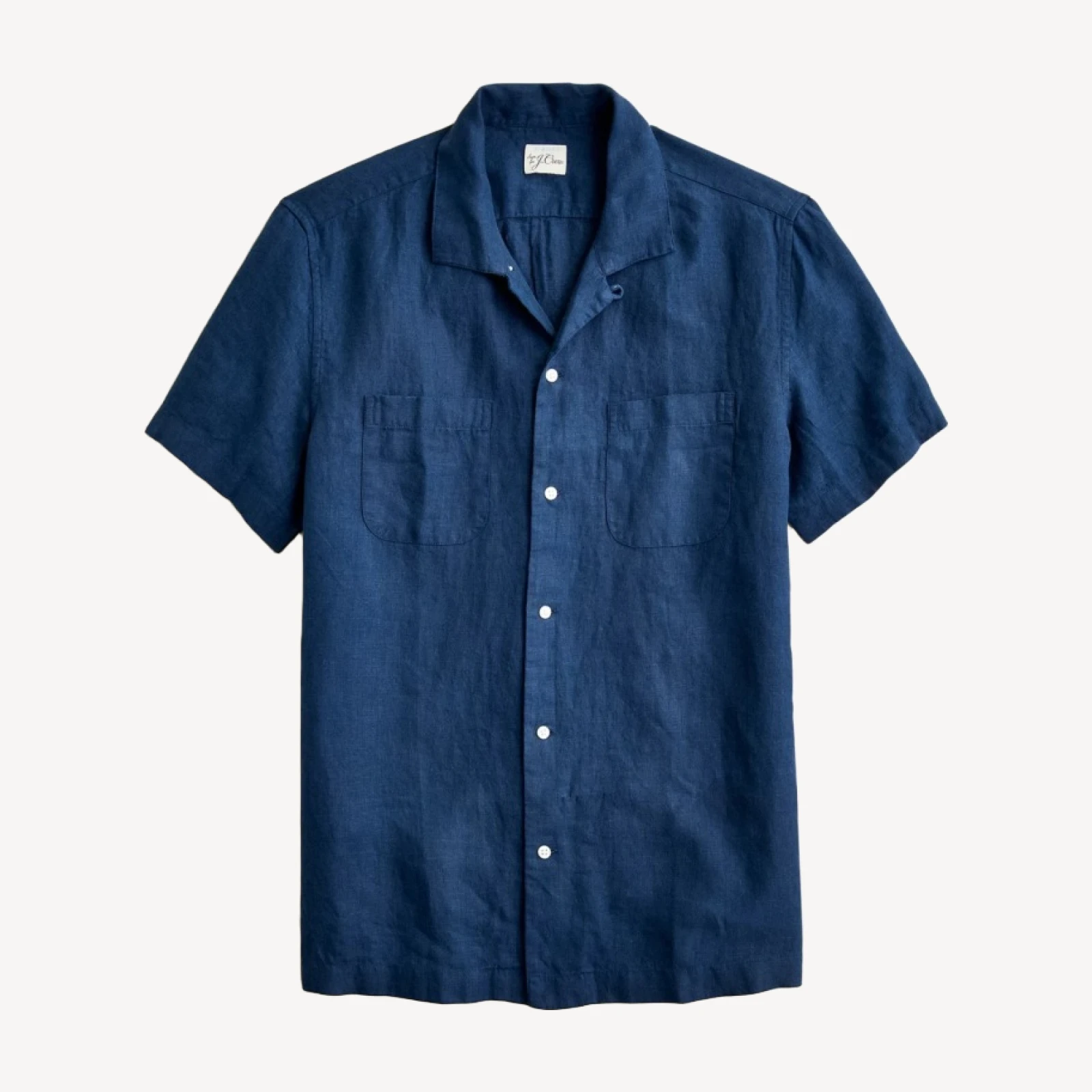 Short-sleeve camp-collar shirt in Irish linen