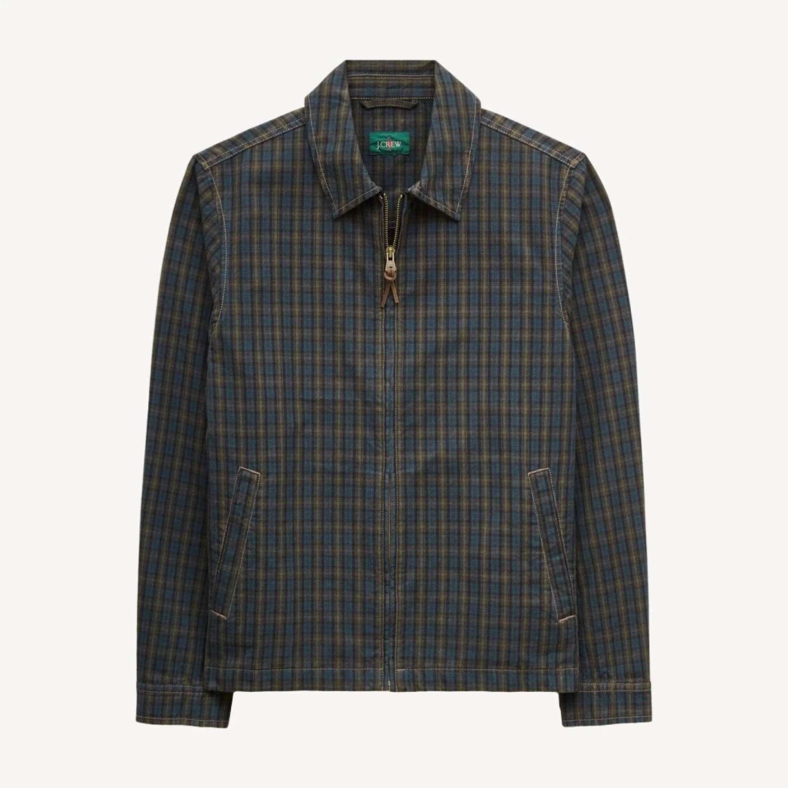 Harrington jacket in plaid with straight hem