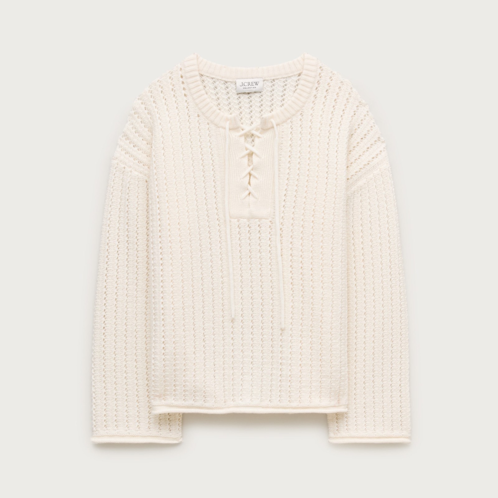 Collection Cashmere lace-up pointelle tunic