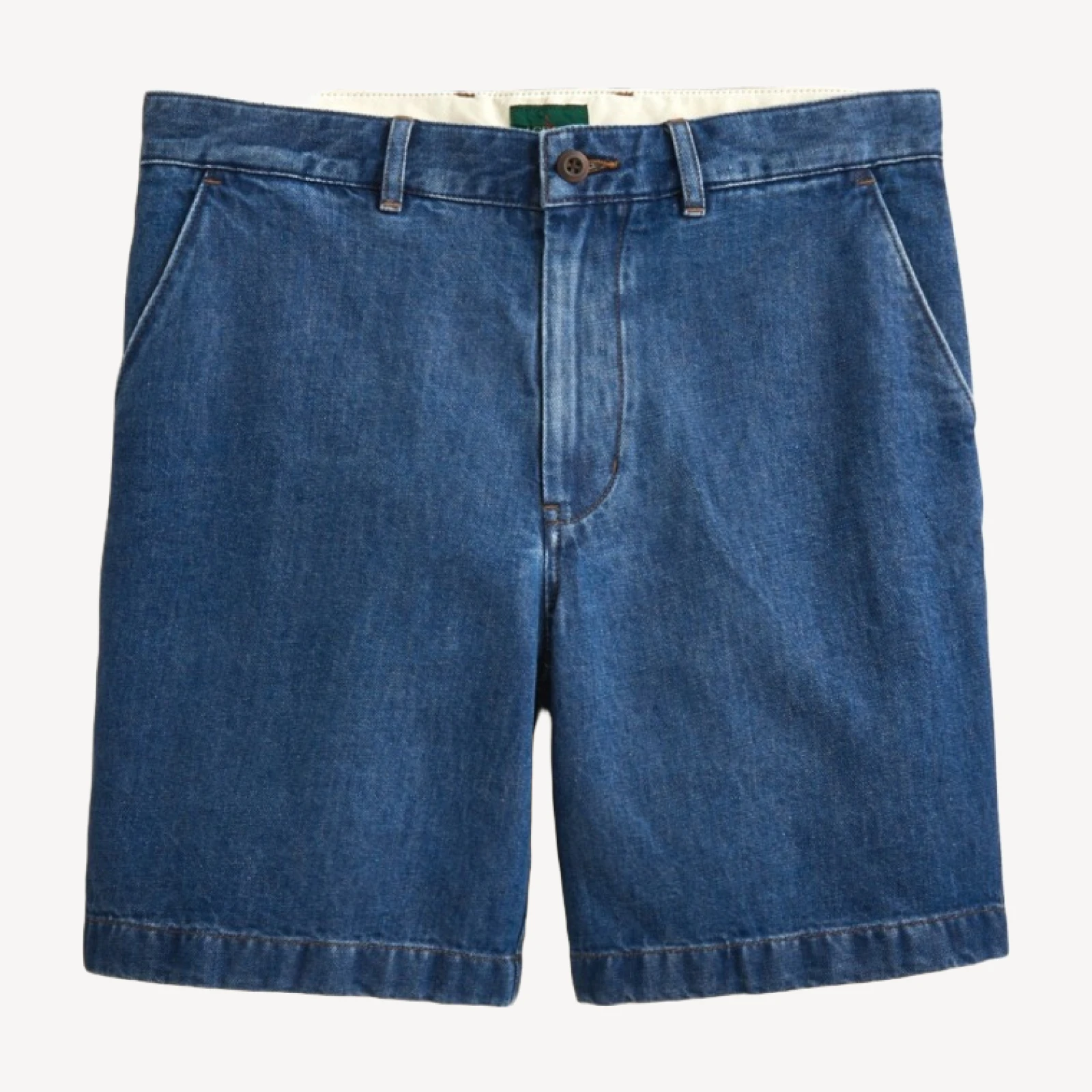 8" Relaxed cotton-linen blend denim short