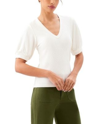 Karen Kane Ribbed Puffed Sleeve Top