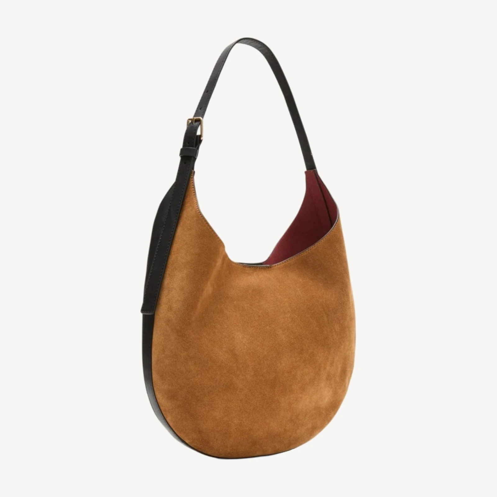 Round shoulder bag in suede