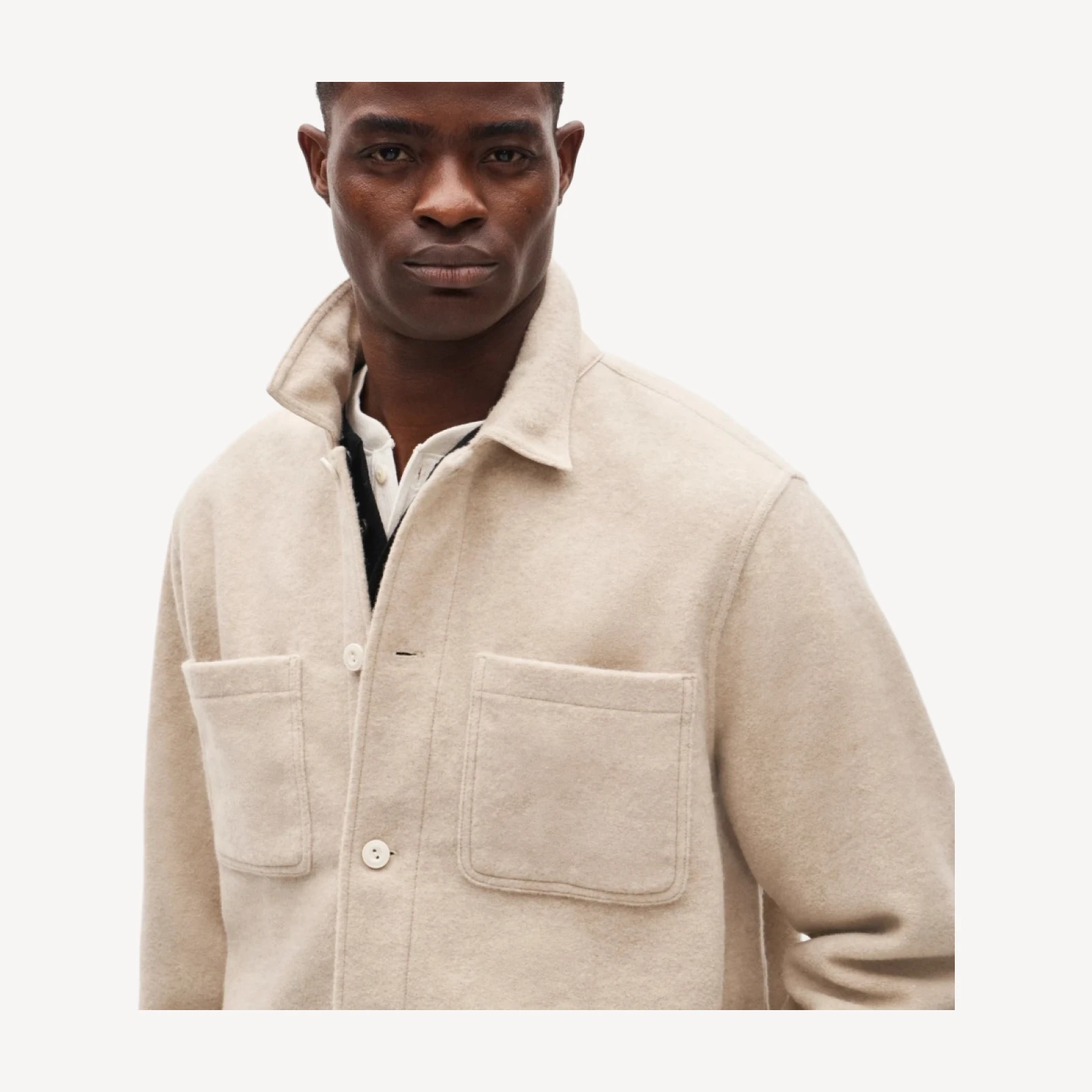 Straight-hem shirt-jacket in brushed chamois