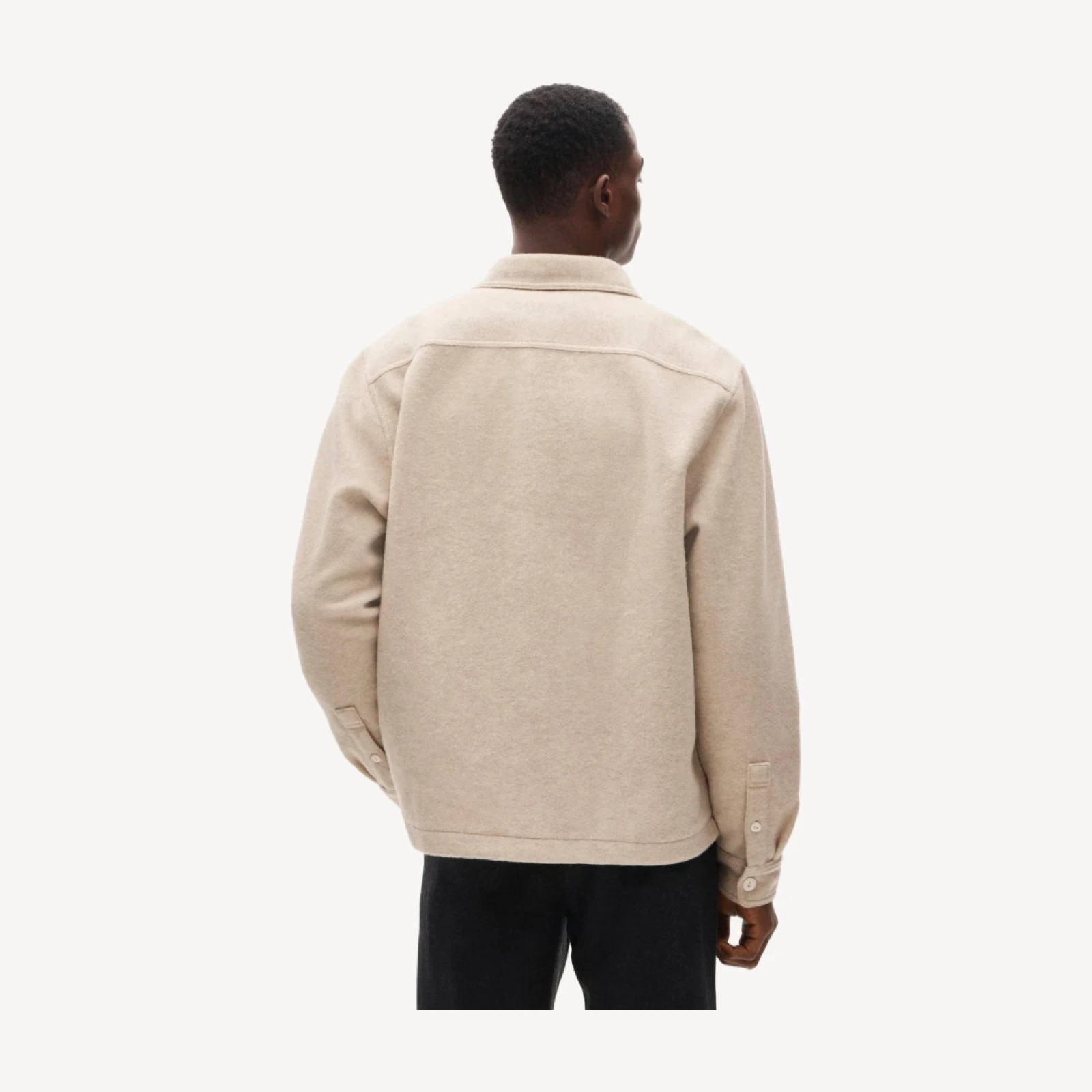 Straight-hem shirt-jacket in brushed chamois