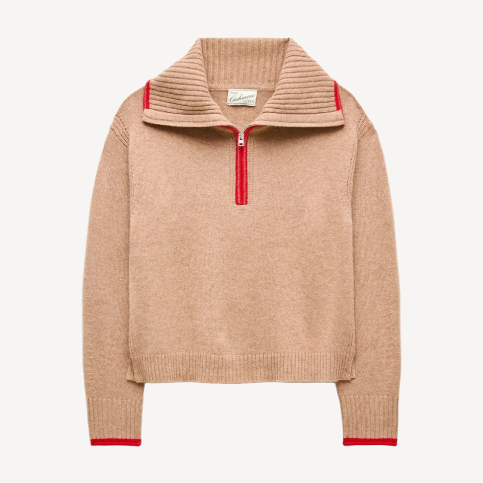 Cashmere quarter-zip sweater with tipping