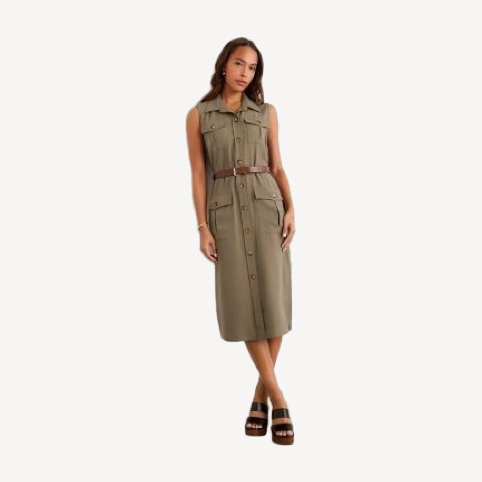 Karen Kane Sleeveless Midi Shirtdress