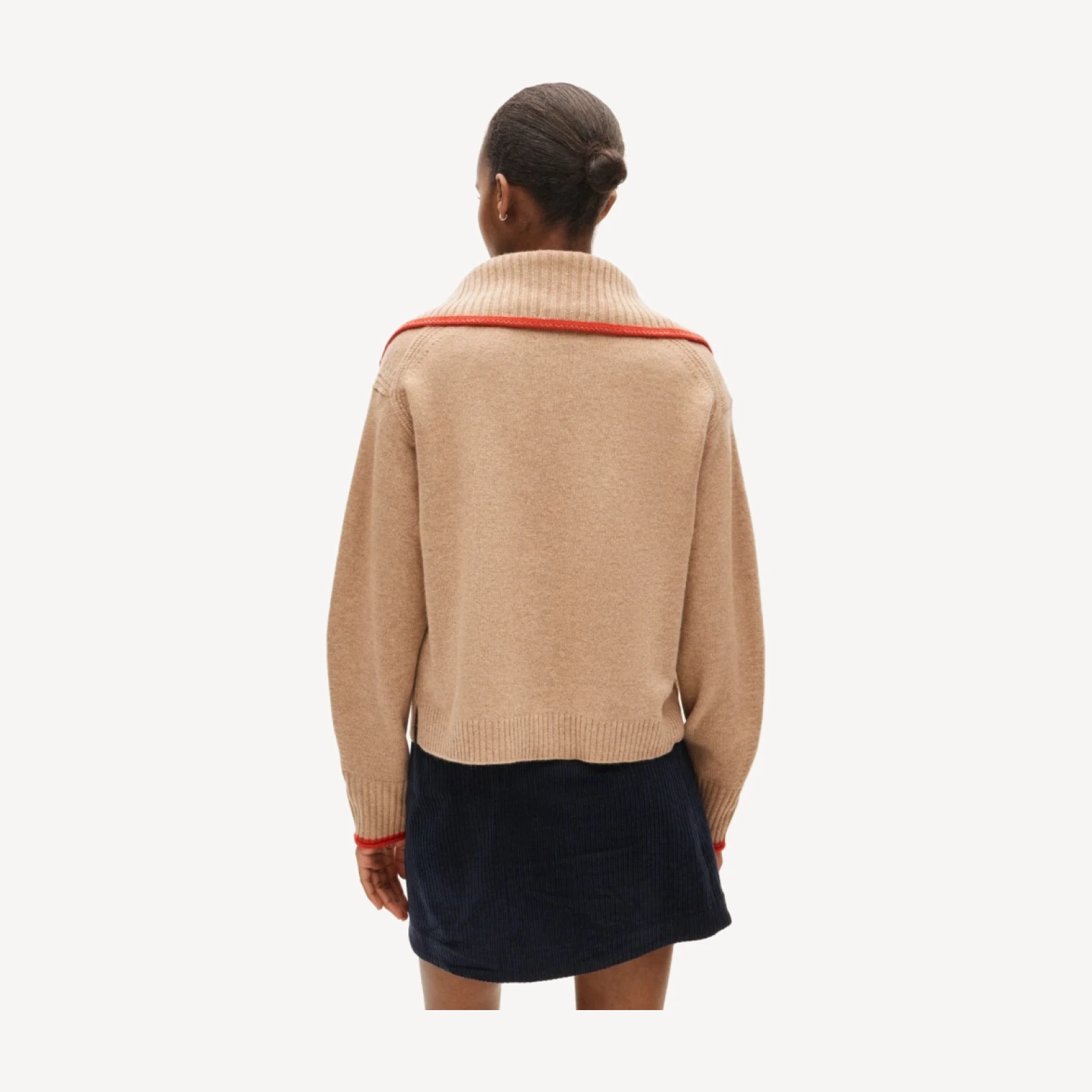 Cashmere quarter-zip sweater with tipping
