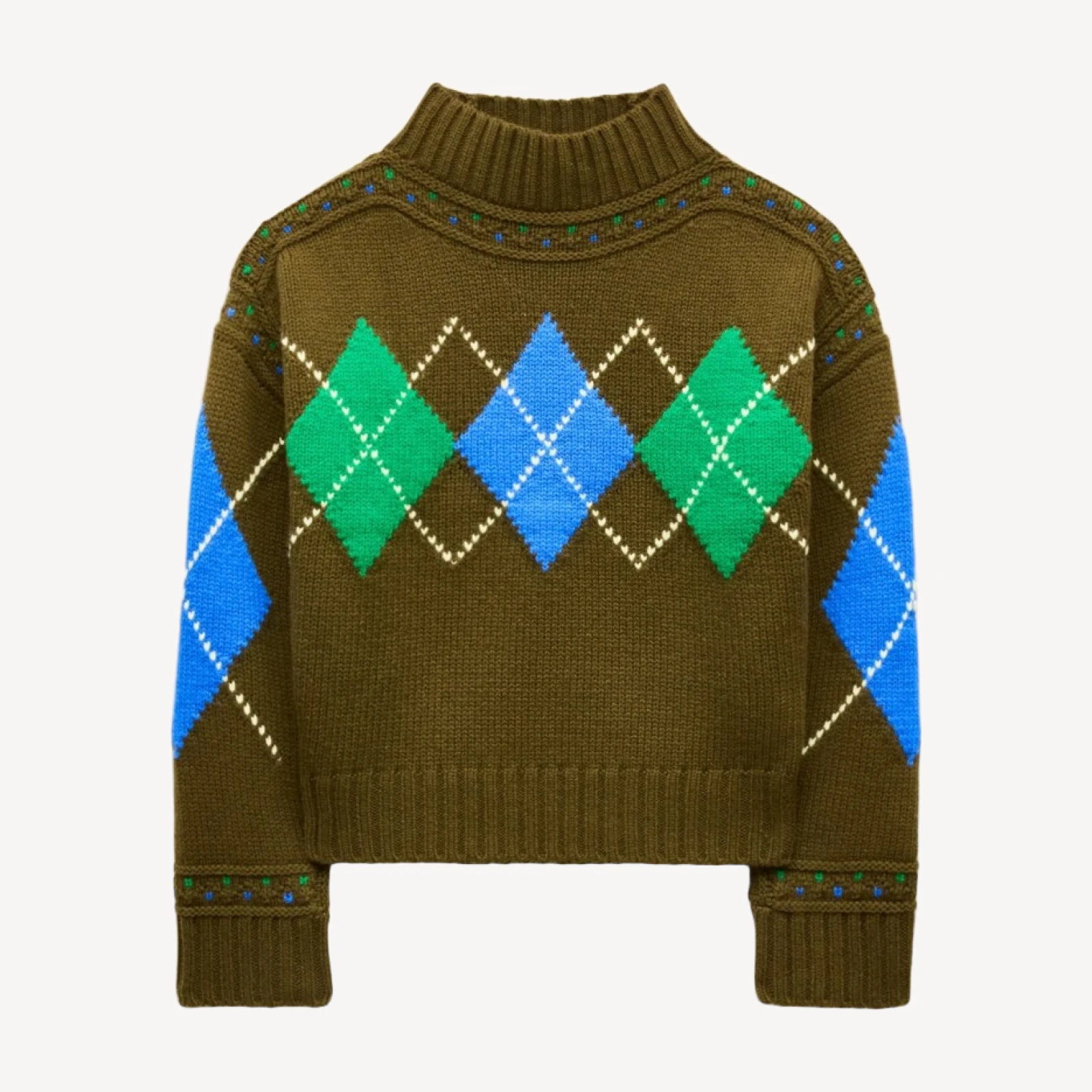 Mockneck sweater in argyle vintage wool