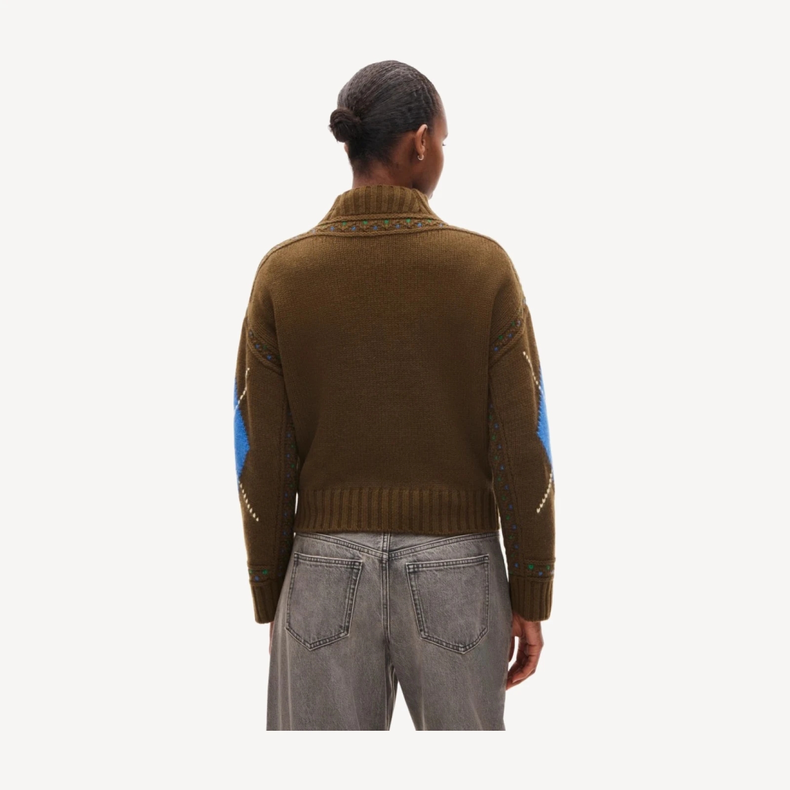 Mockneck sweater in argyle vintage wool