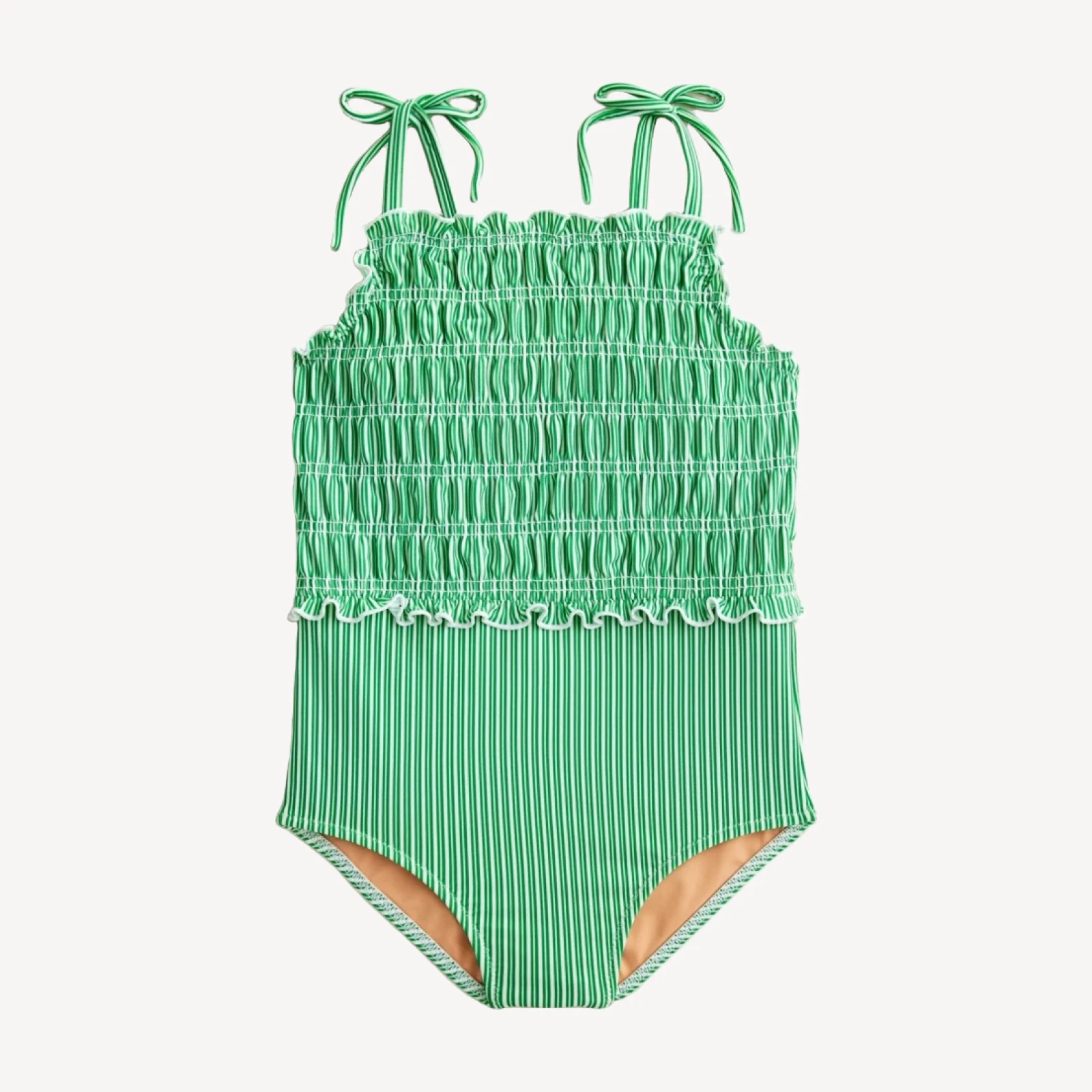 Girls' lettuce-hem smocked one-piece swimsuit