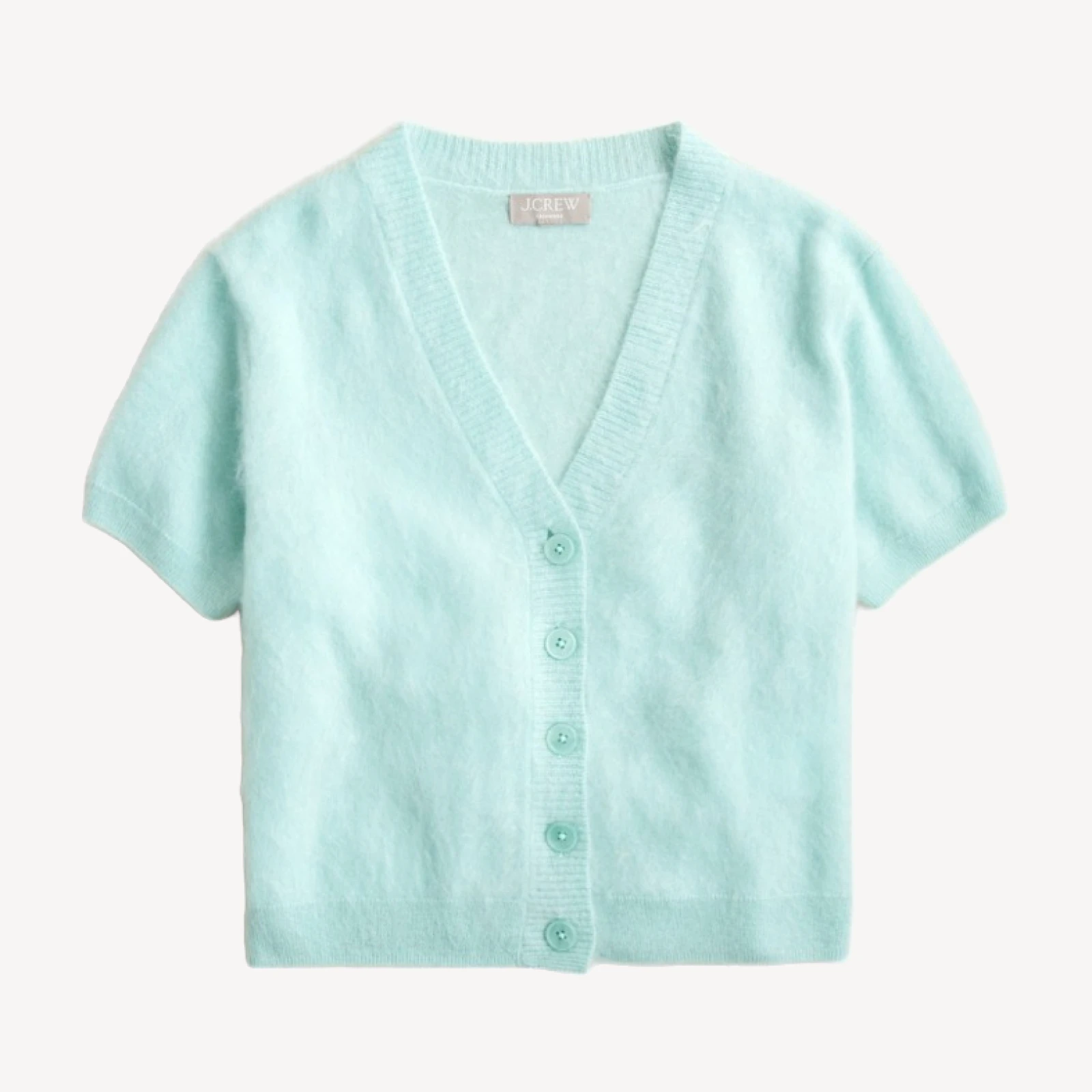 Brushed cashmere short-sleeve cardigan