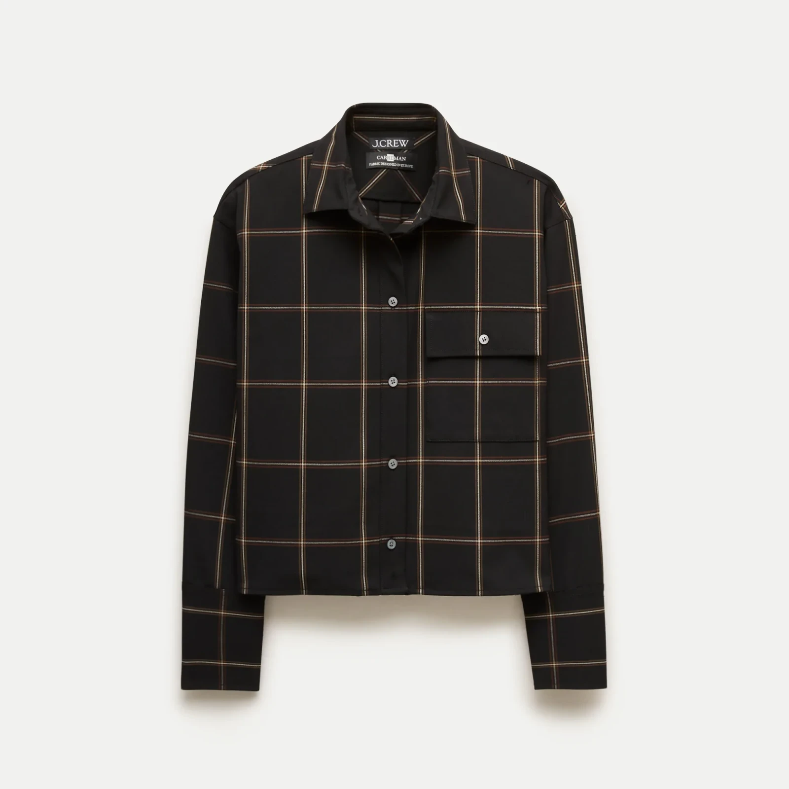Esme cropped button-up shirt in plaid Gramercy suiting