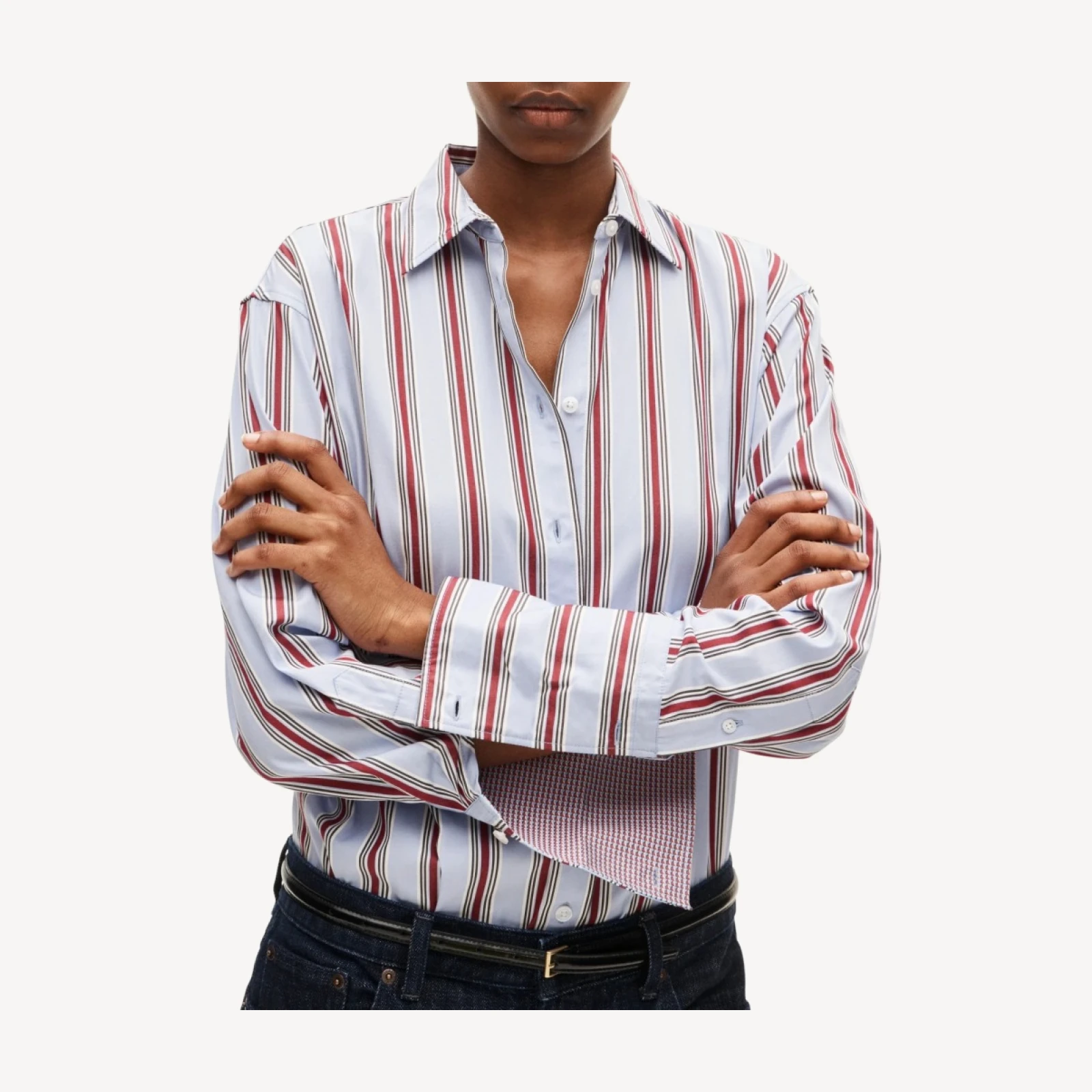 Esme button-up shirt in contrast-cuff cotton poplin
