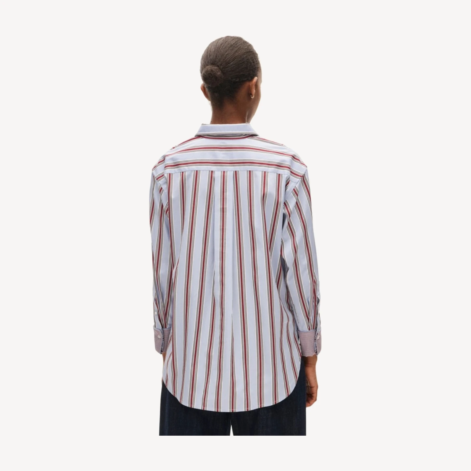 Esme button-up shirt in contrast-cuff cotton poplin