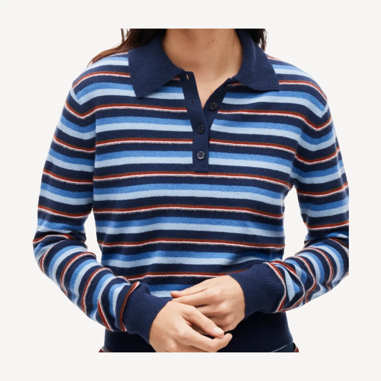 Cashmere sweater-polo in stripe