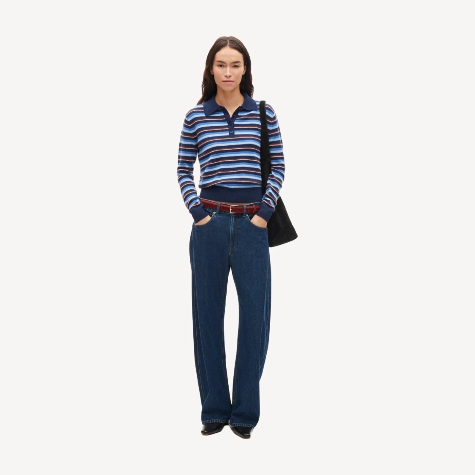 Cashmere sweater-polo in stripe