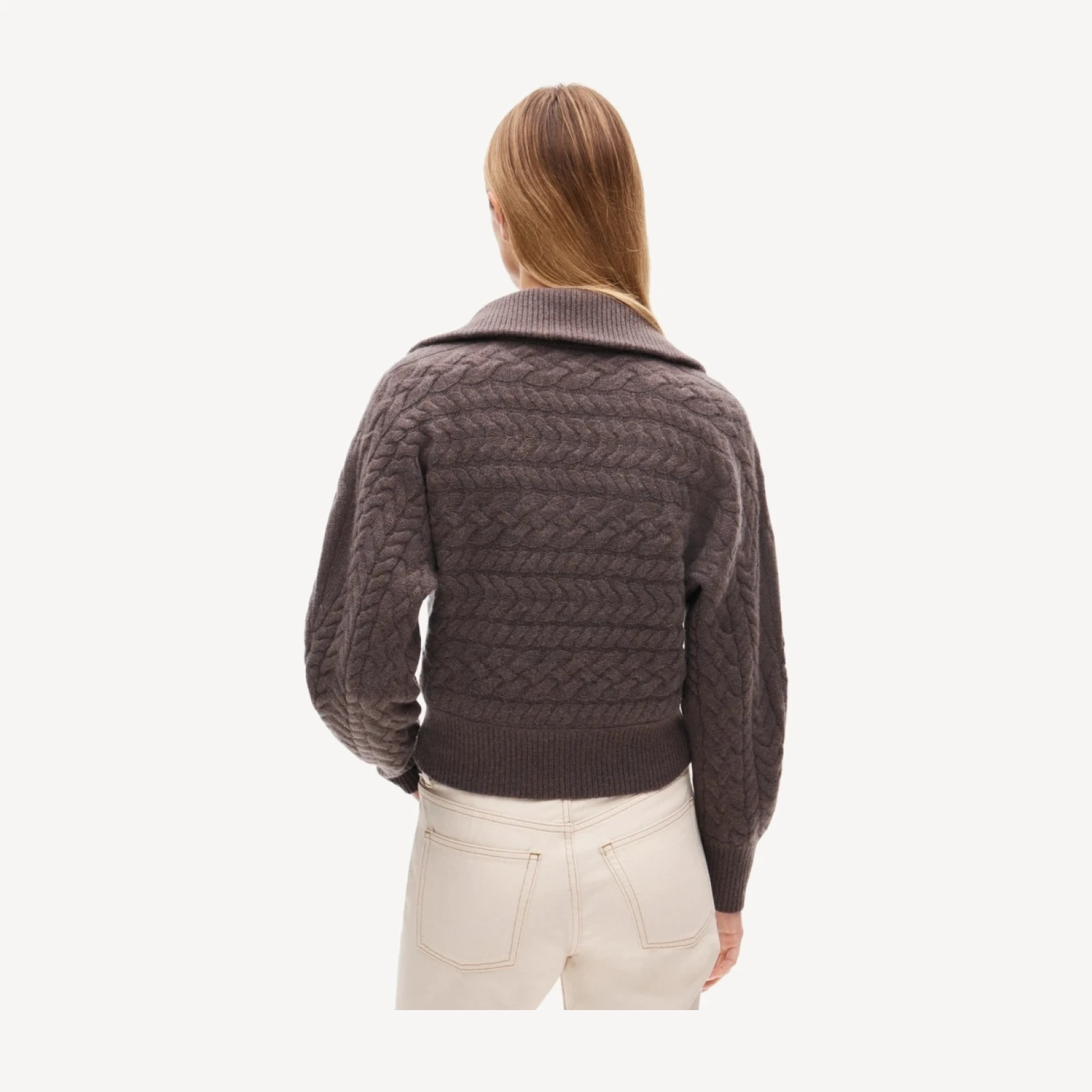 Cashmere collared cable-knit sweater