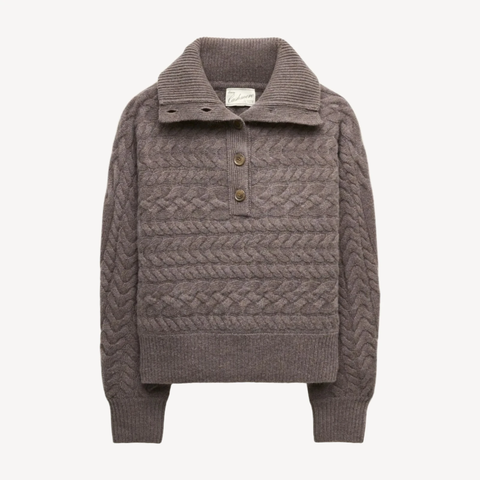 Cashmere collared cable-knit sweater