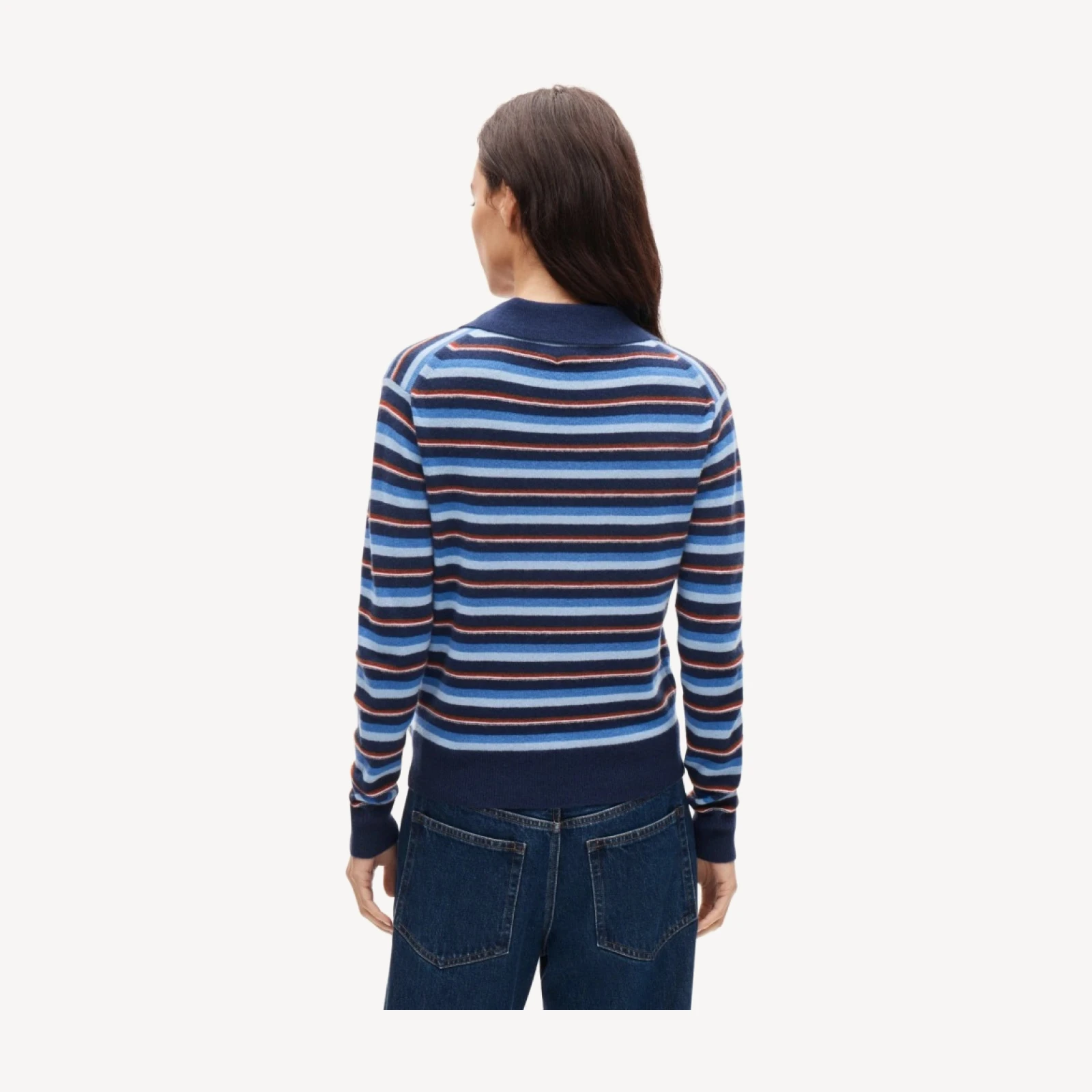 Cashmere sweater-polo in stripe