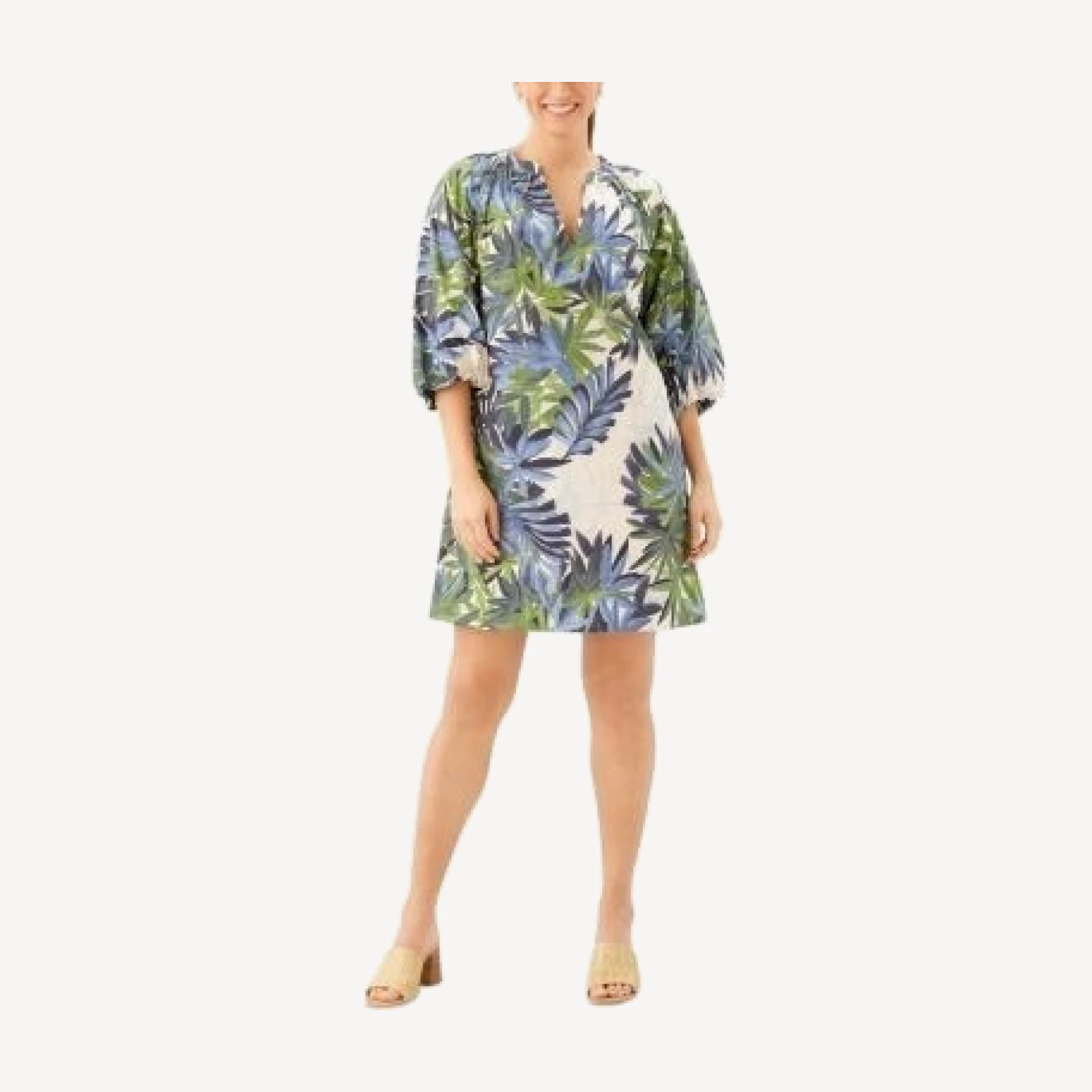 Karen Kane Cotton Puffed Sleeve Peasant Dress