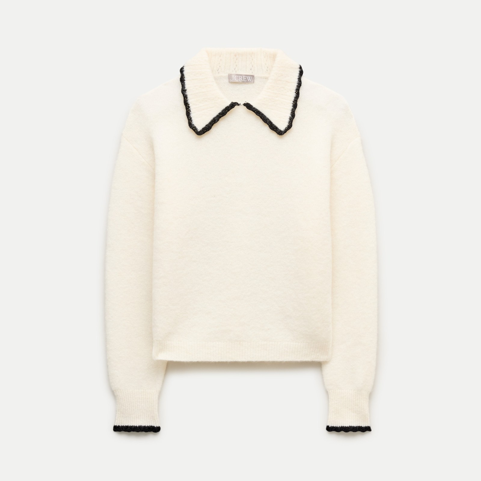 Tipped-collar sweater in alpaca blend