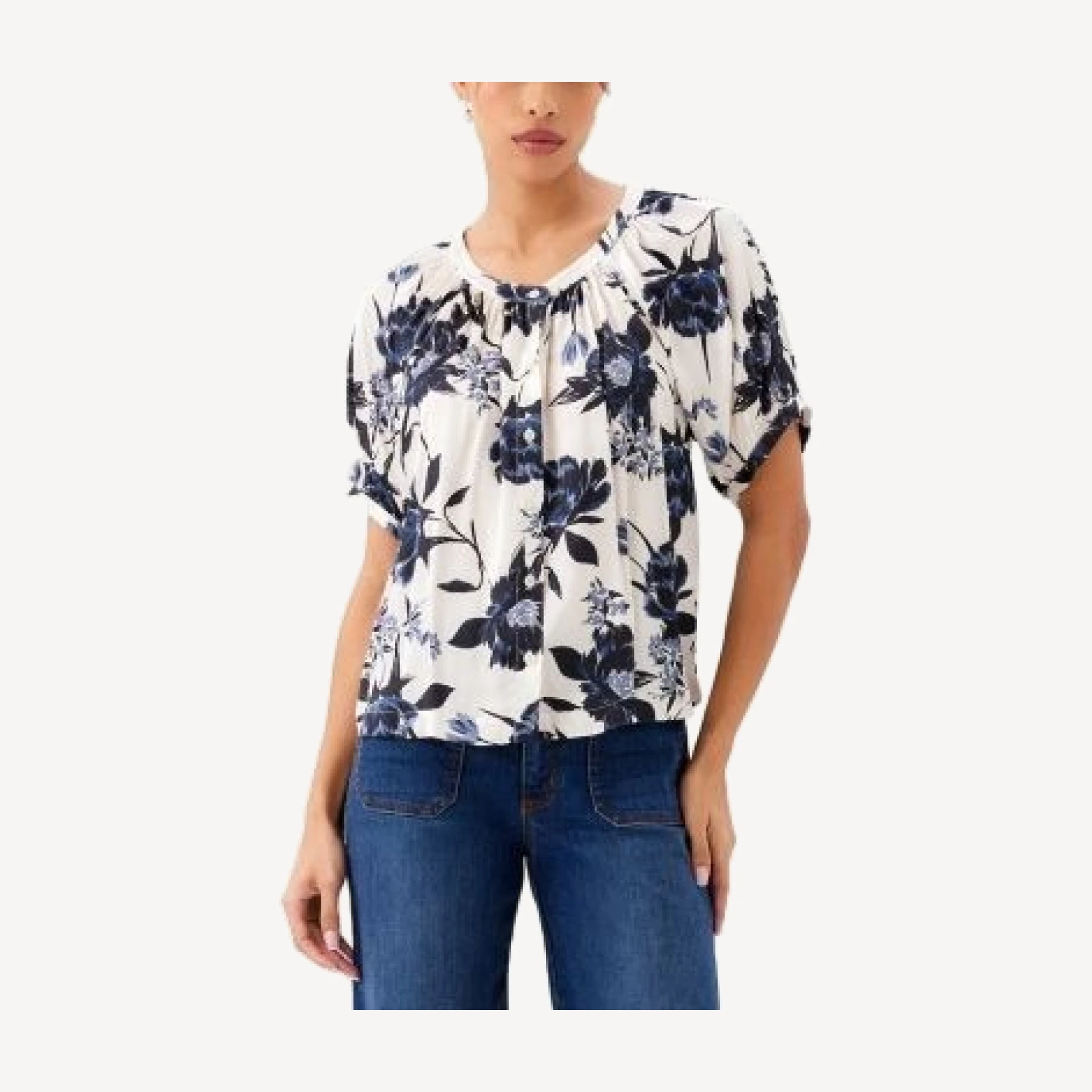 Karen Kane Satin Puffed Sleeve Blouse
