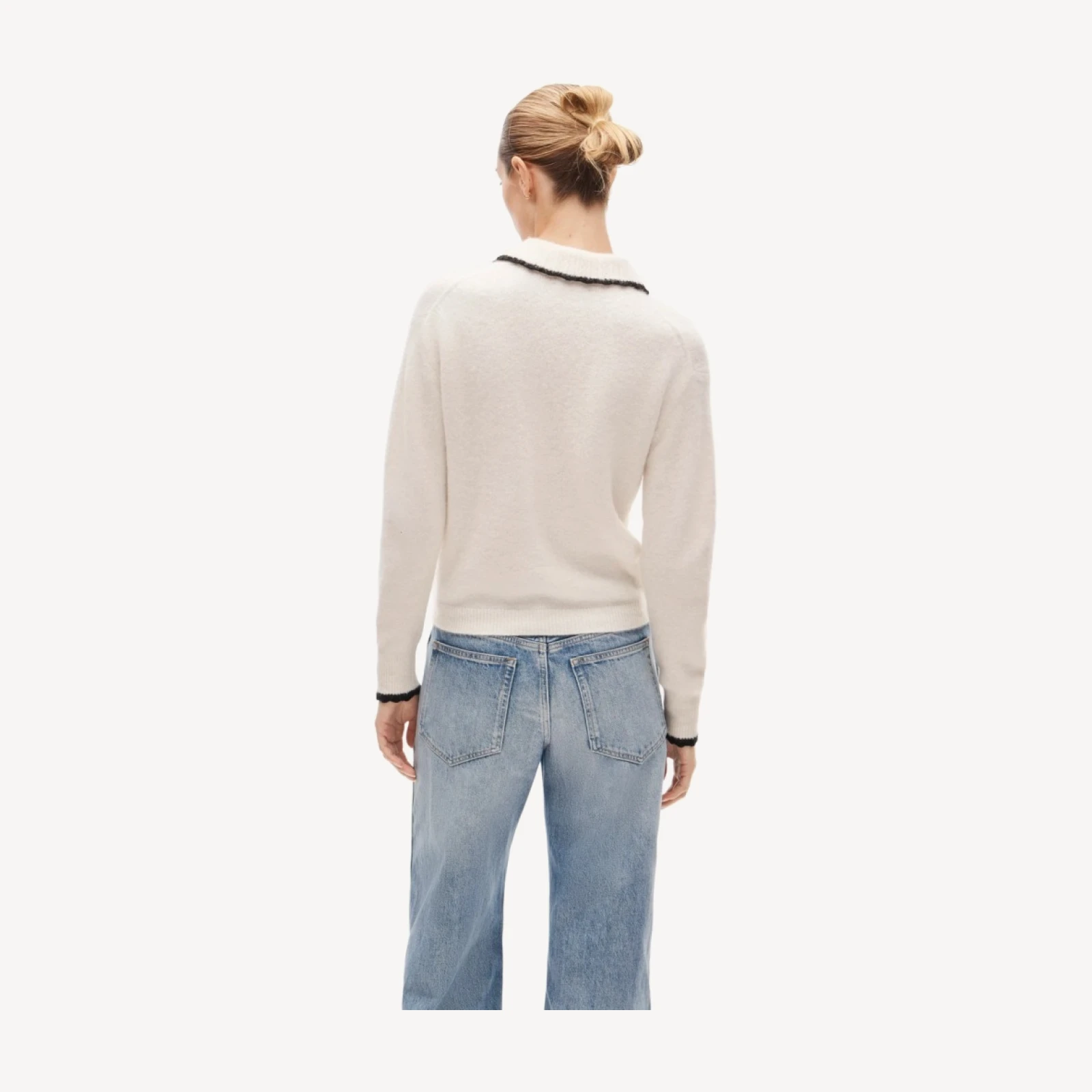 Tipped-collar sweater in alpaca blend