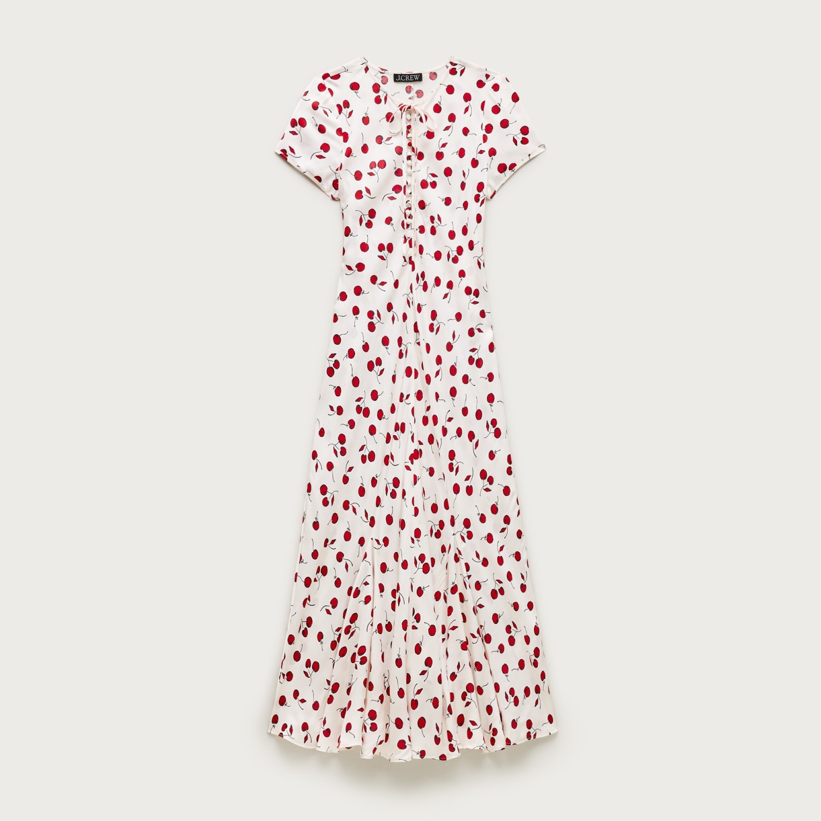 Short-sleeve slip dress in cherry print