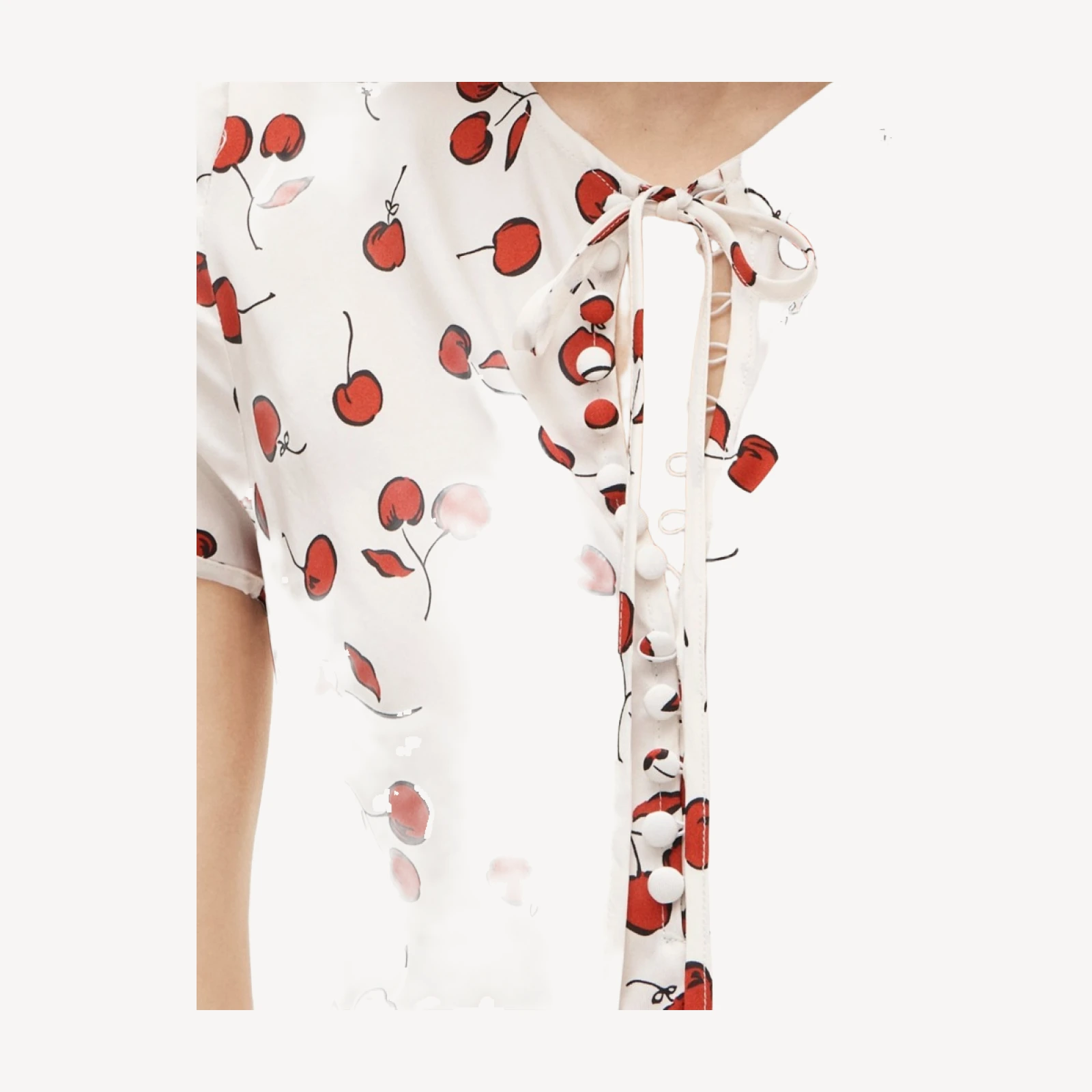 Short-sleeve slip dress in cherry print