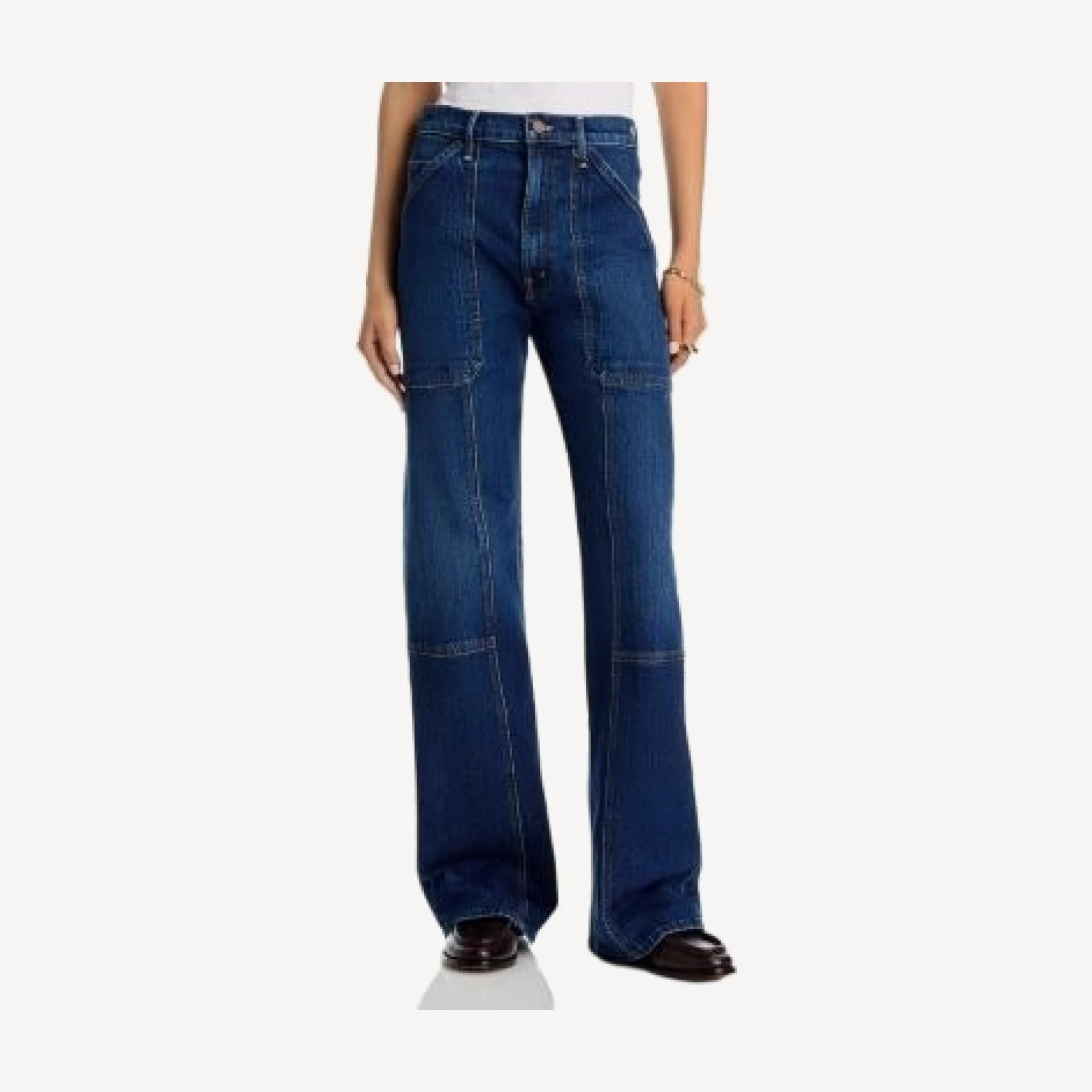 Mother The Lasso Utility Sneak High Rise Jeans in Shine On
