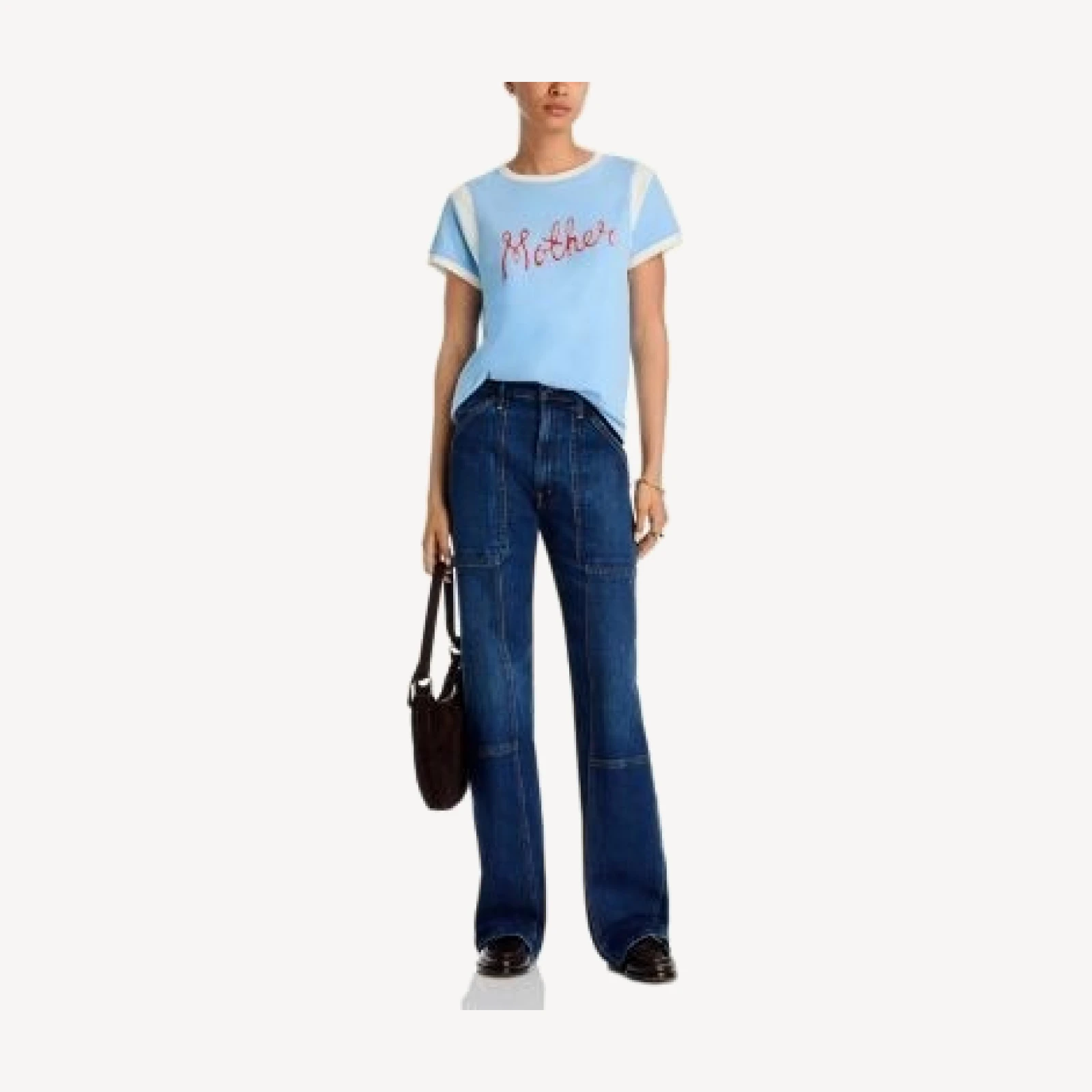 Mother The Lasso Utility Sneak High Rise Jeans in Shine On
