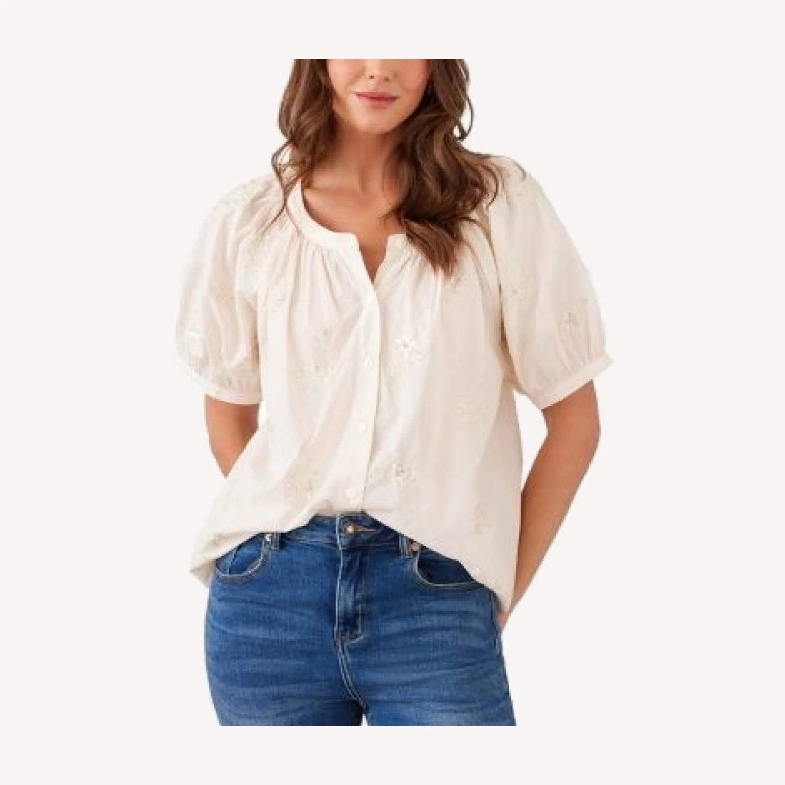Karen Kane Embroidered Peasant Blouse
