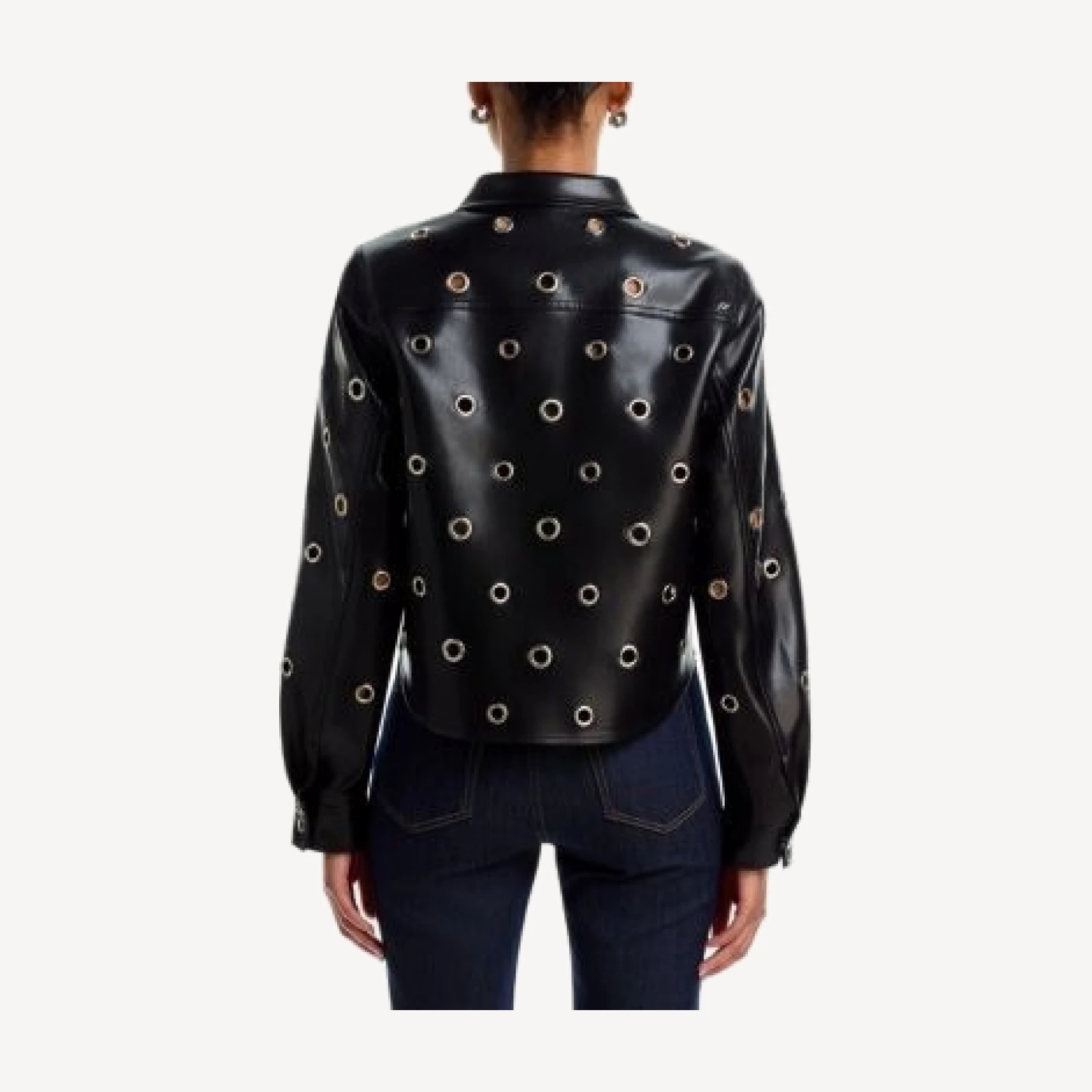 Cinq a Sept Faux Leather Grommet Embellished Jacket