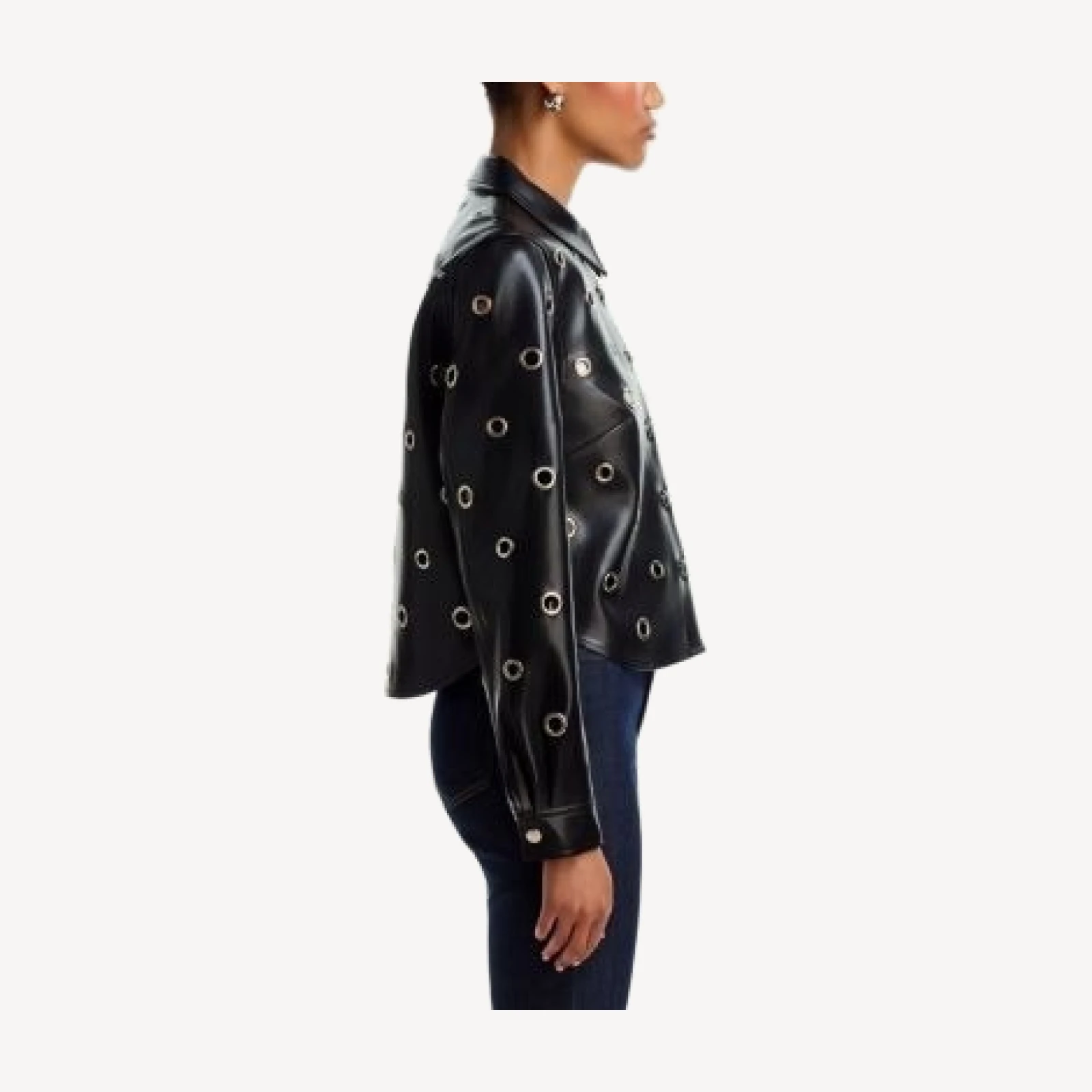 Cinq a Sept Faux Leather Grommet Embellished Jacket